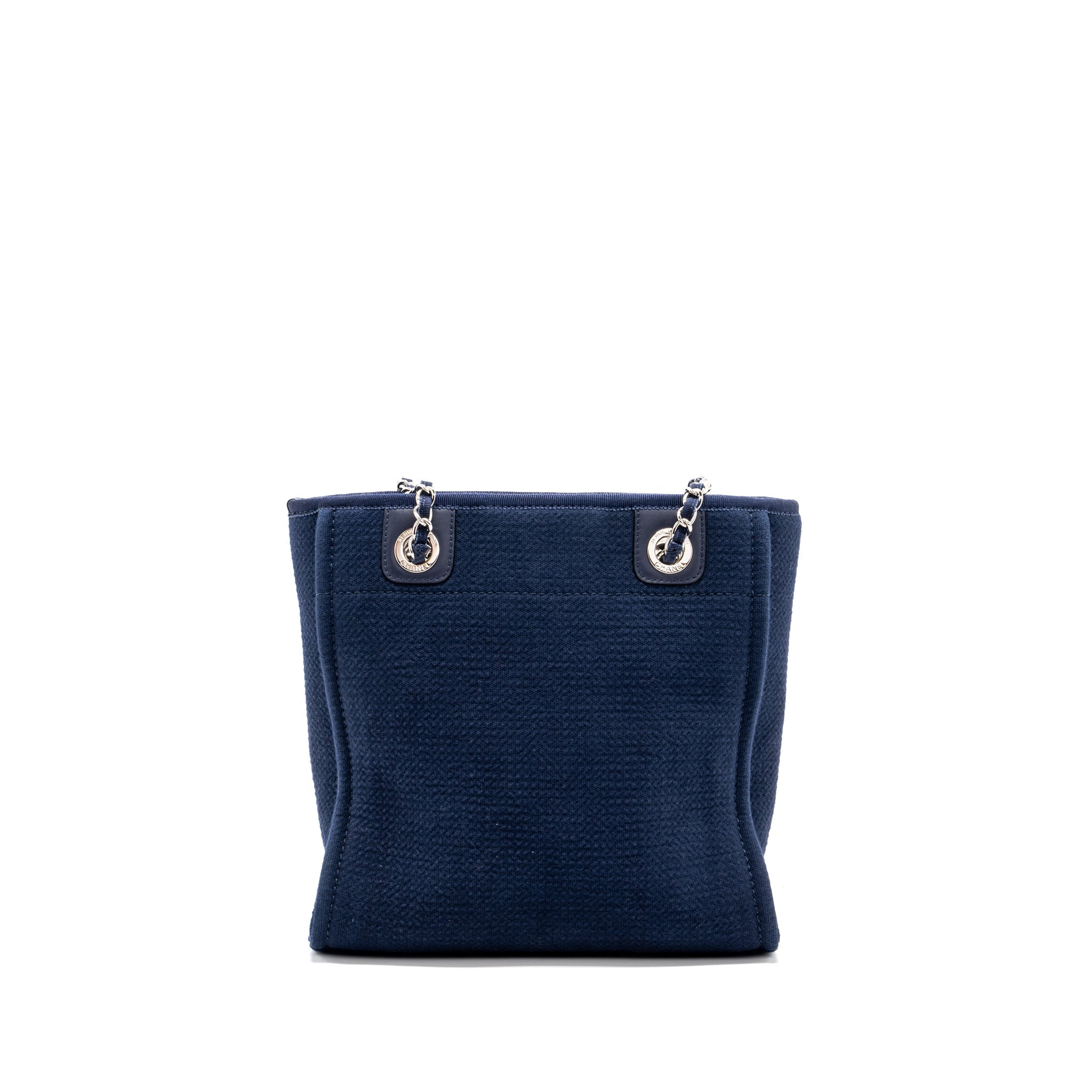 CHANEL SMALL DEAUVILLE TOTE BAG CANVAS NAVY  (Microchip)