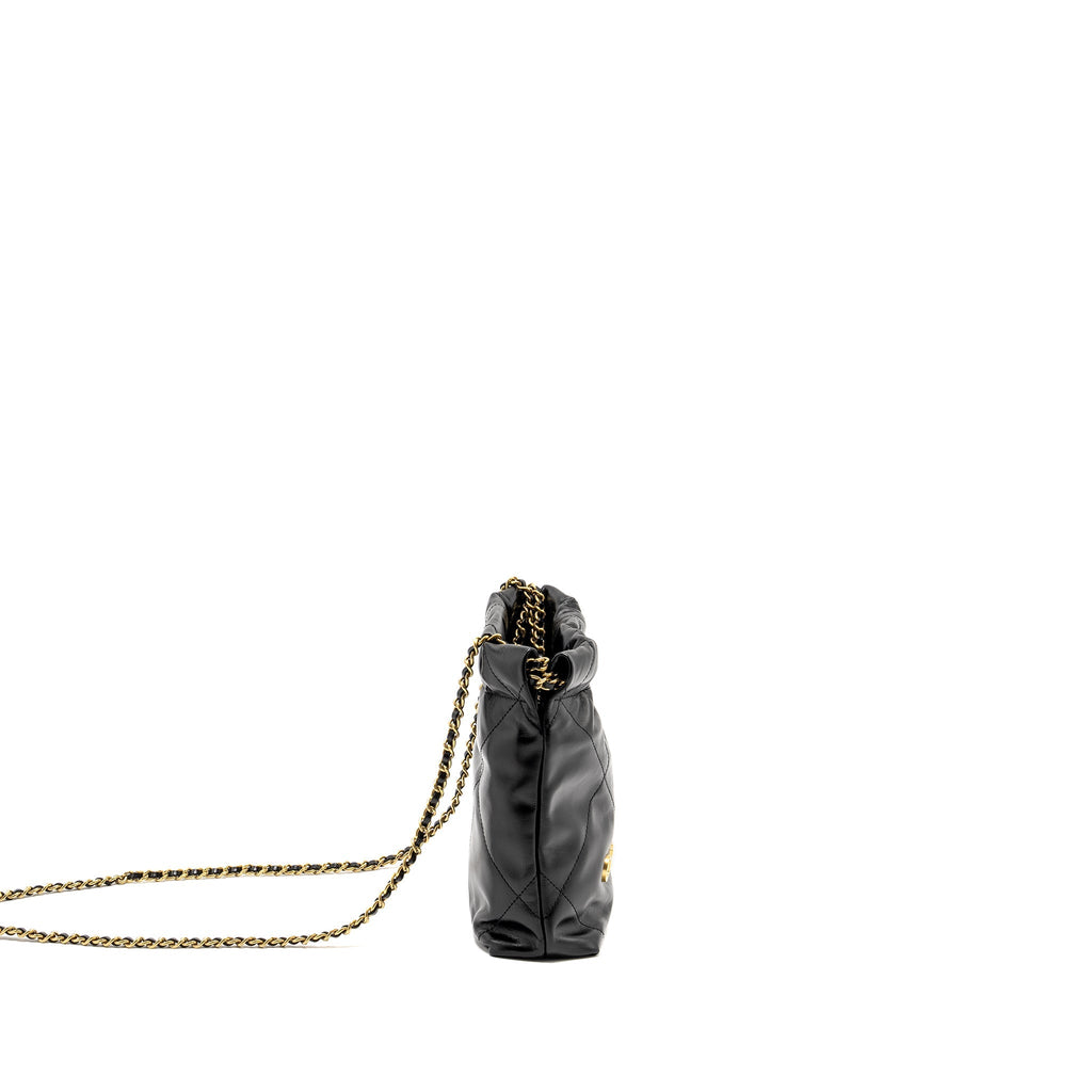 Chanel Mini 22 Bag Shiny Calfskin Black  (microchip)