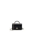 Chanel Top Handle Mini Rectangular Lambskin Black L(Microchip)