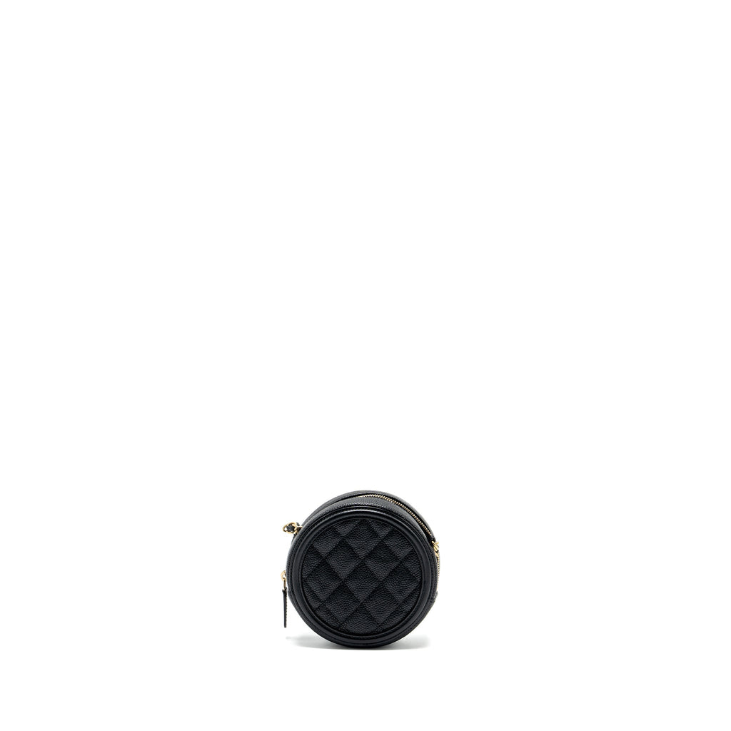 Chanel CC Filigree Quilted Round Crossbody Bag Caviar Black