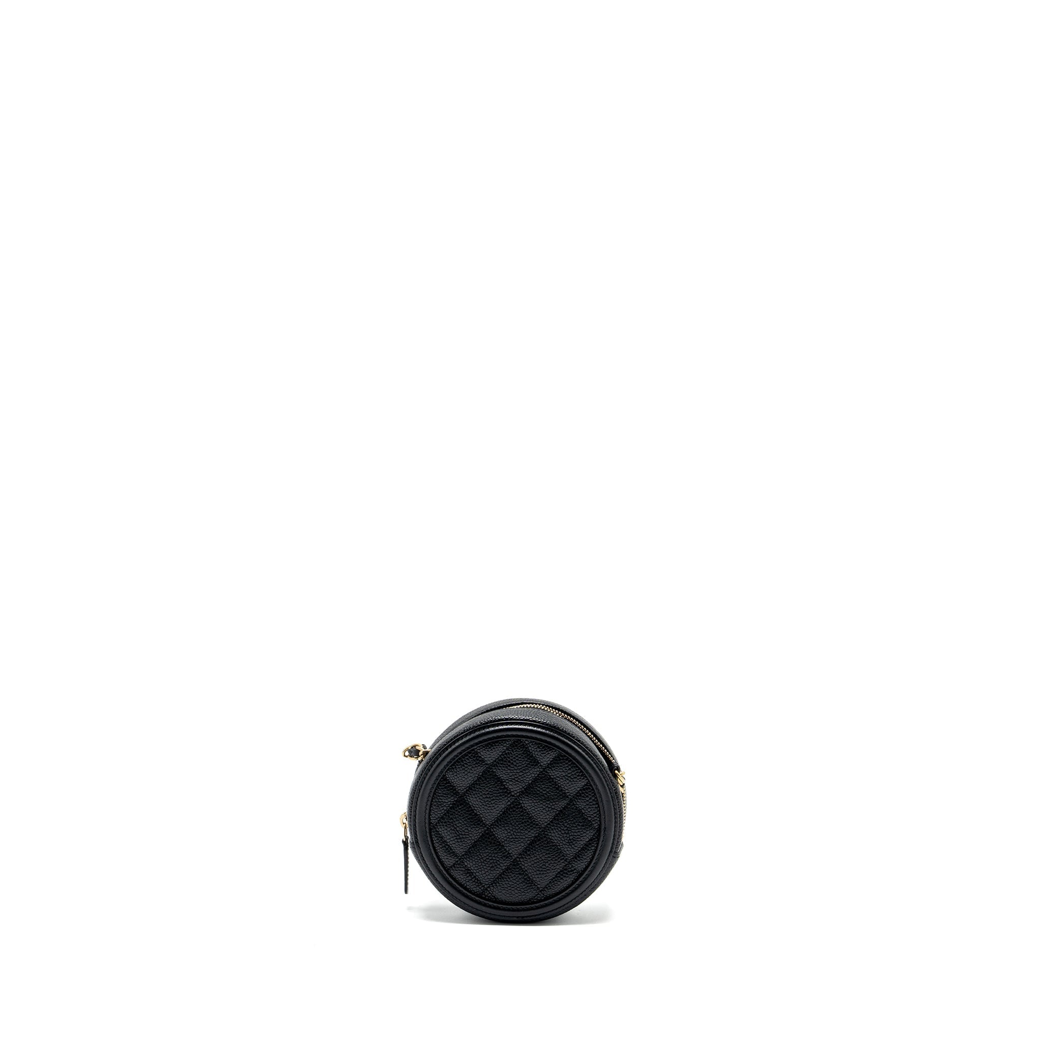 Chanel CC Filigree Quilted Round Crossbody Bag Caviar Black