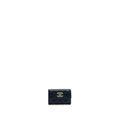 Chanel detailed giant logo Card holder caviar dark blue L