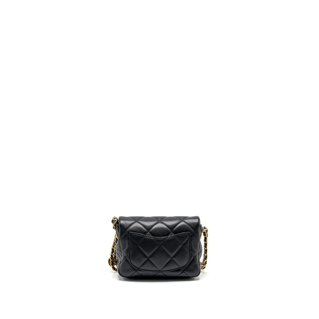 Chanel Mini Twist Your Button Flap Bag Caviar Black  (Microchip)