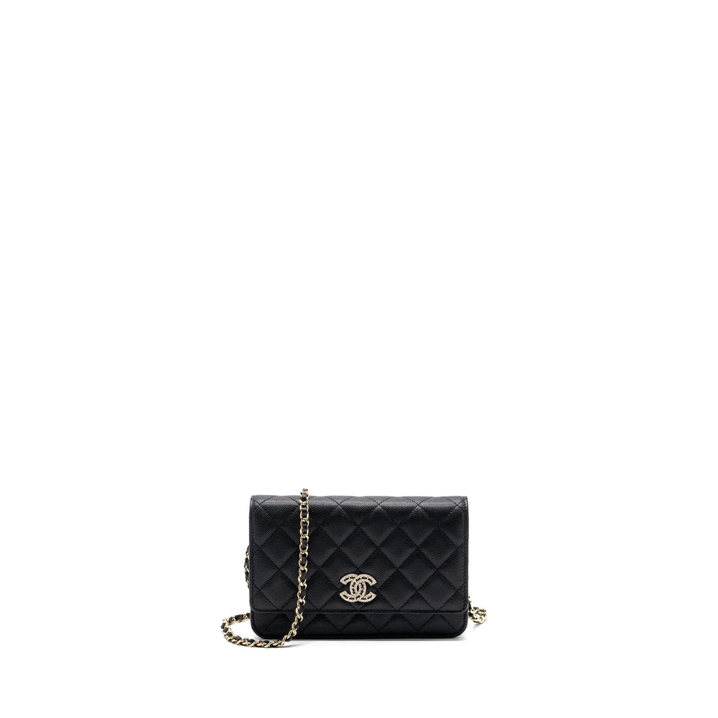 Chanel Detailed Logo Wallet On Chain Black Caviar L (microchip)
