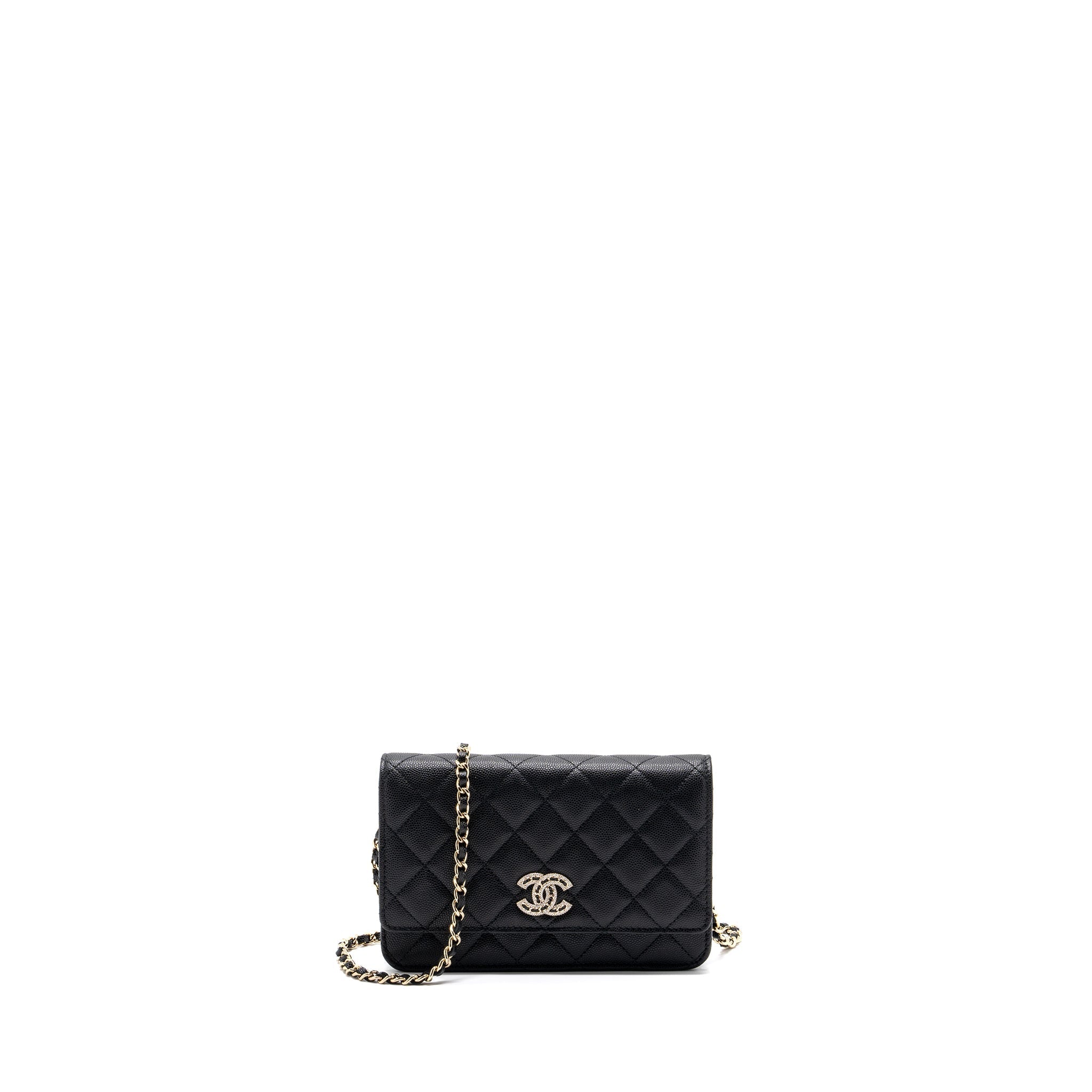Chanel Detailed Logo Wallet On Chain Black Caviar L (microchip)
