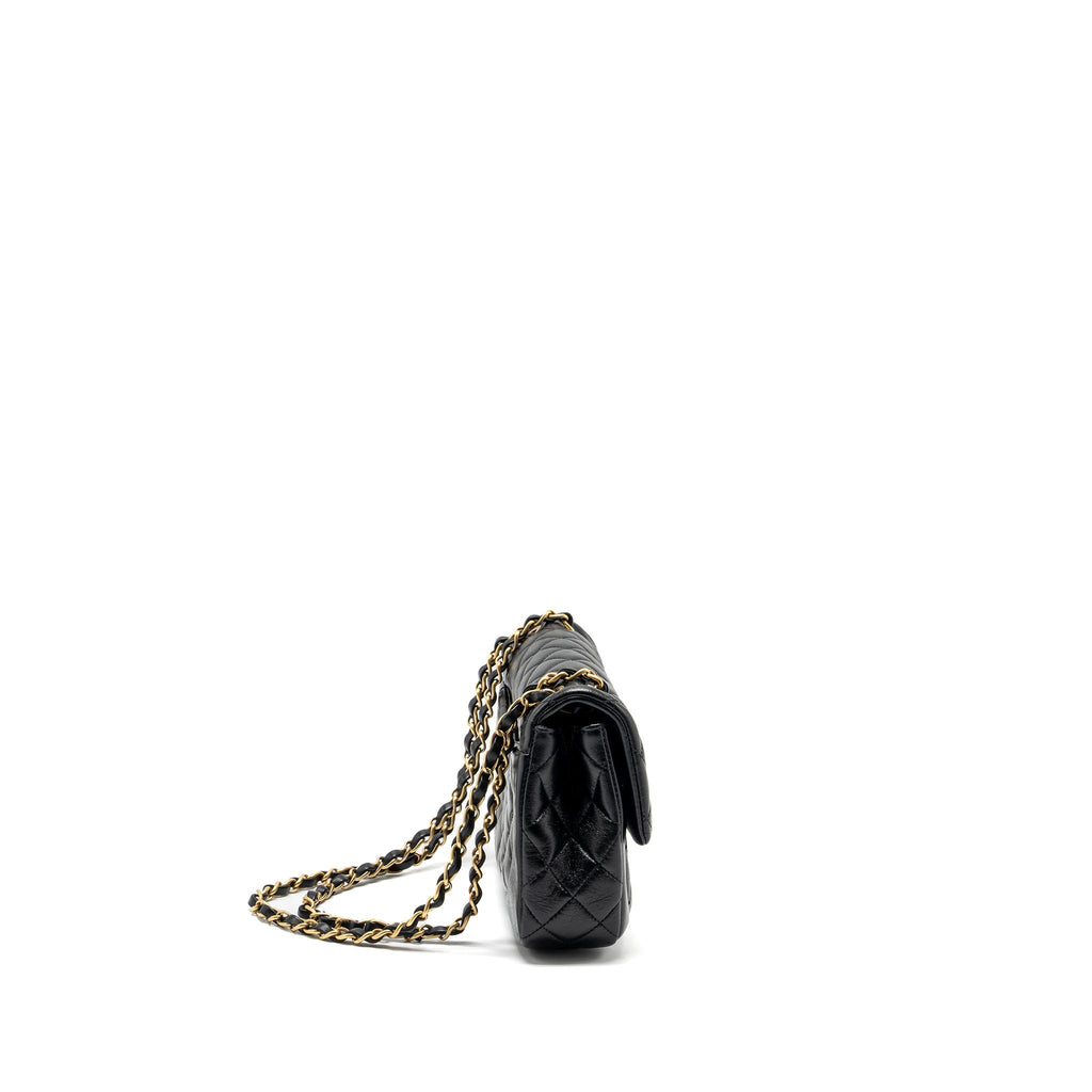 Chanel Quilted Flap Bag Lambskin Black  (Microchip)