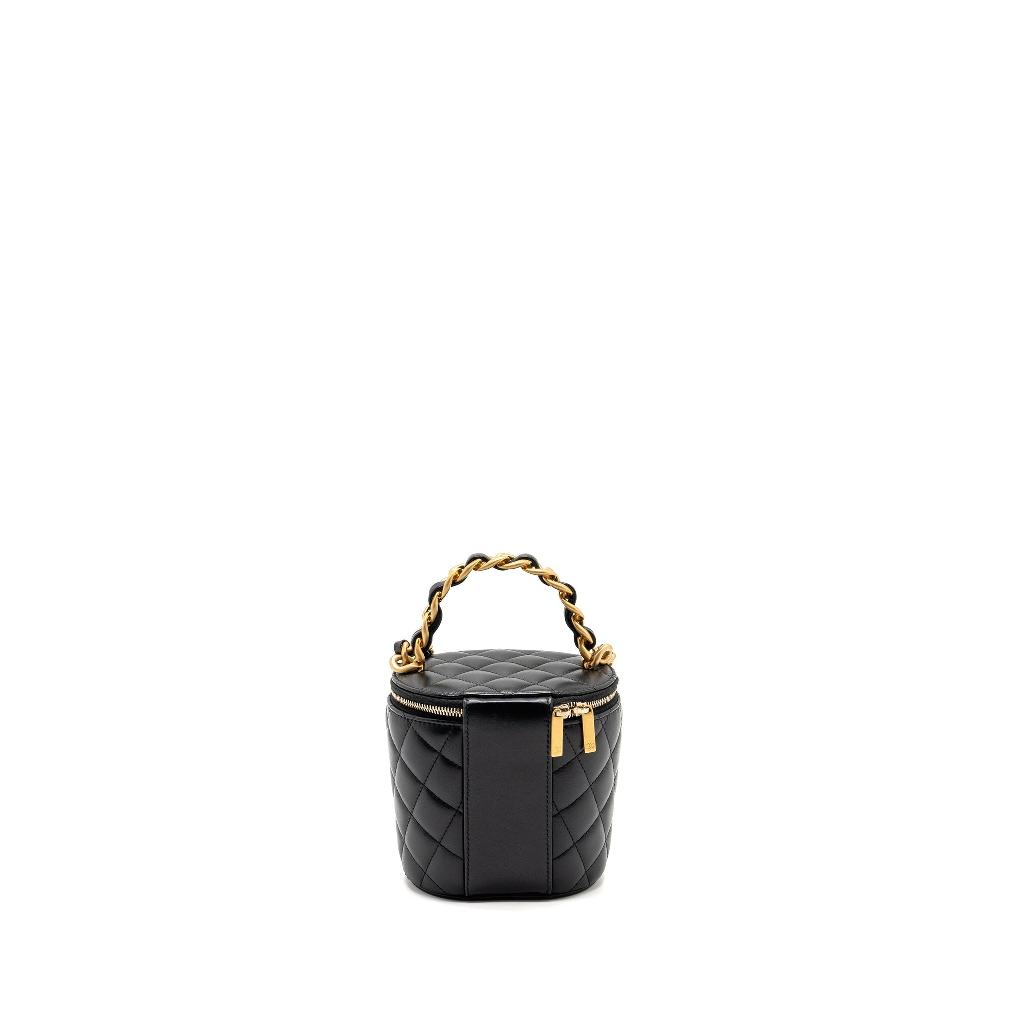 CHANEL Afternoon Tea Top Handle Vanity Case With Chain Lambskin Black  (Microchip)