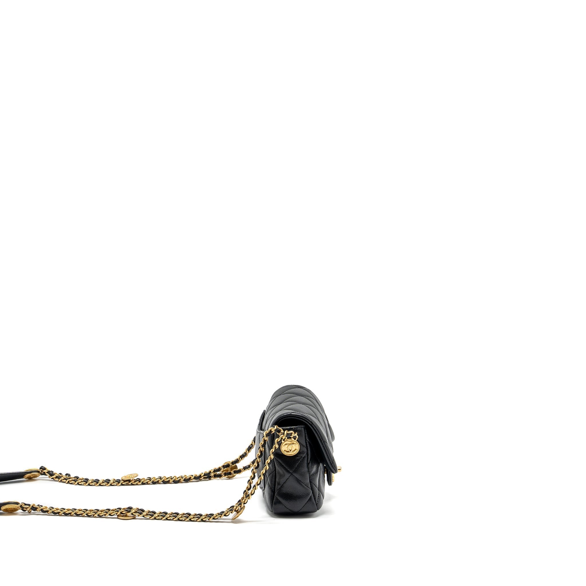 Chanel Mini Twist Your Button Flap Bag Caviar Black  (Microchip)