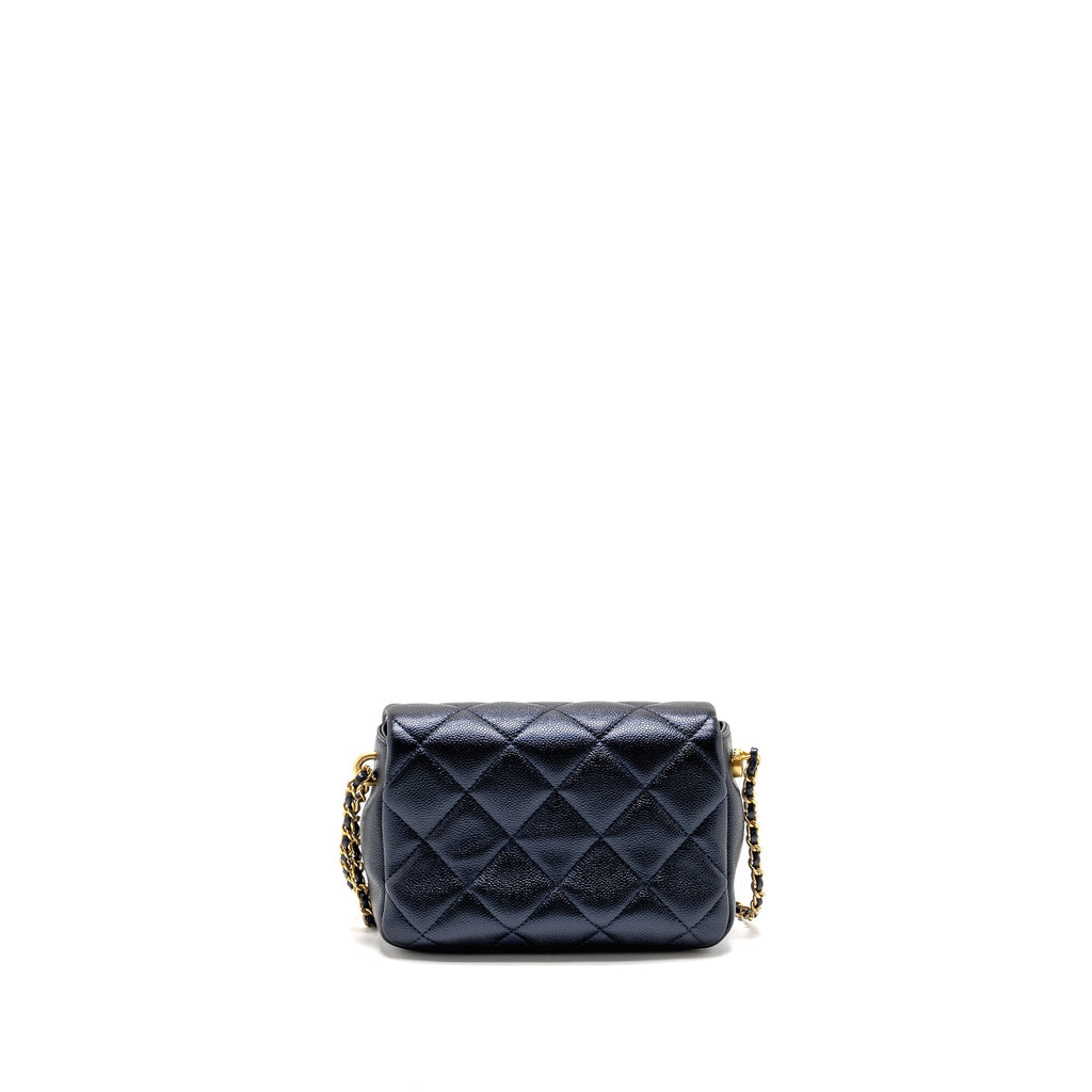 Chanel 21K My Perfect Mini Flap Bag Caviar Iridescent Black  (Microchip)