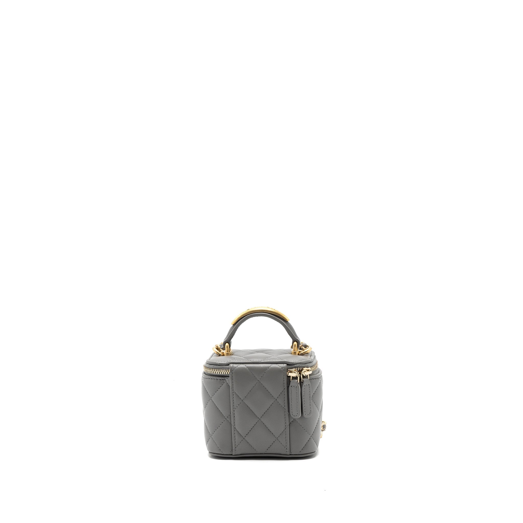 Chanel Top Handle Mini Vanity Case Lambskin Grey (Microchip)