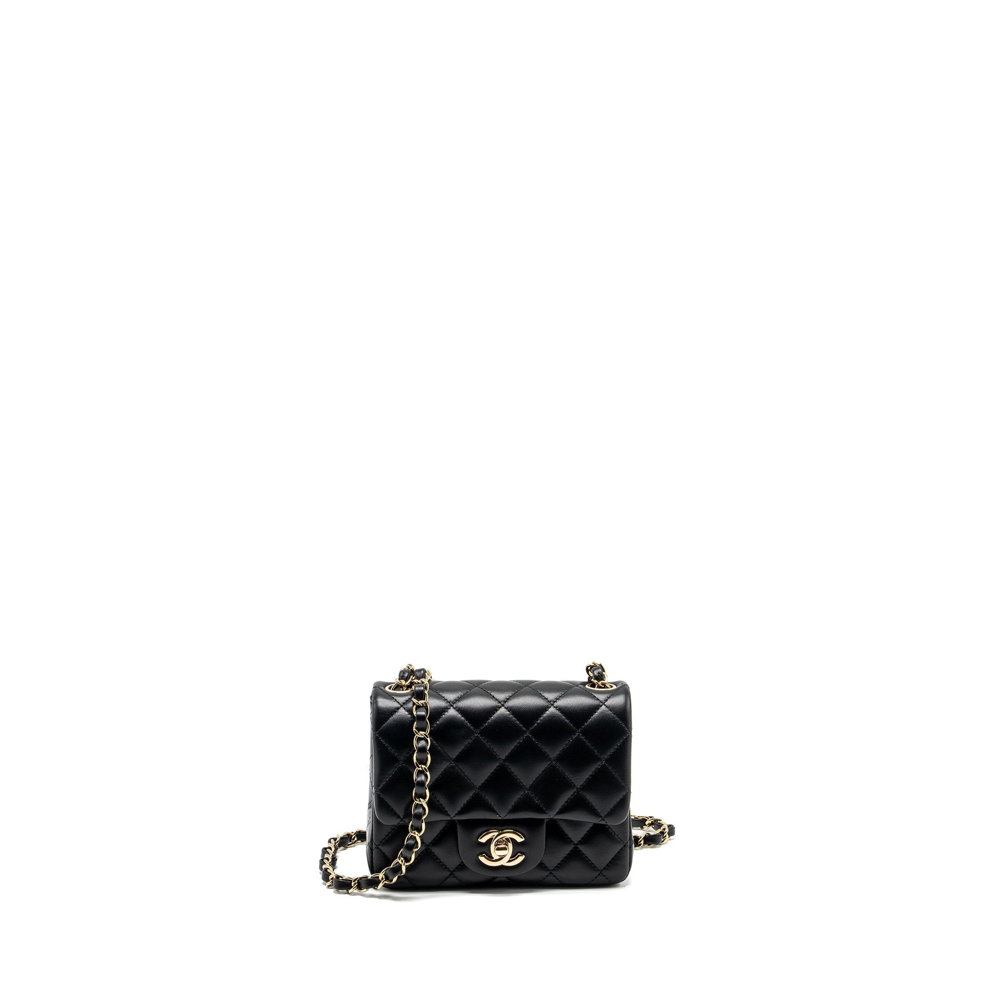 Chanel Mini Square Flap Bag Lambskin Black L (microchip)