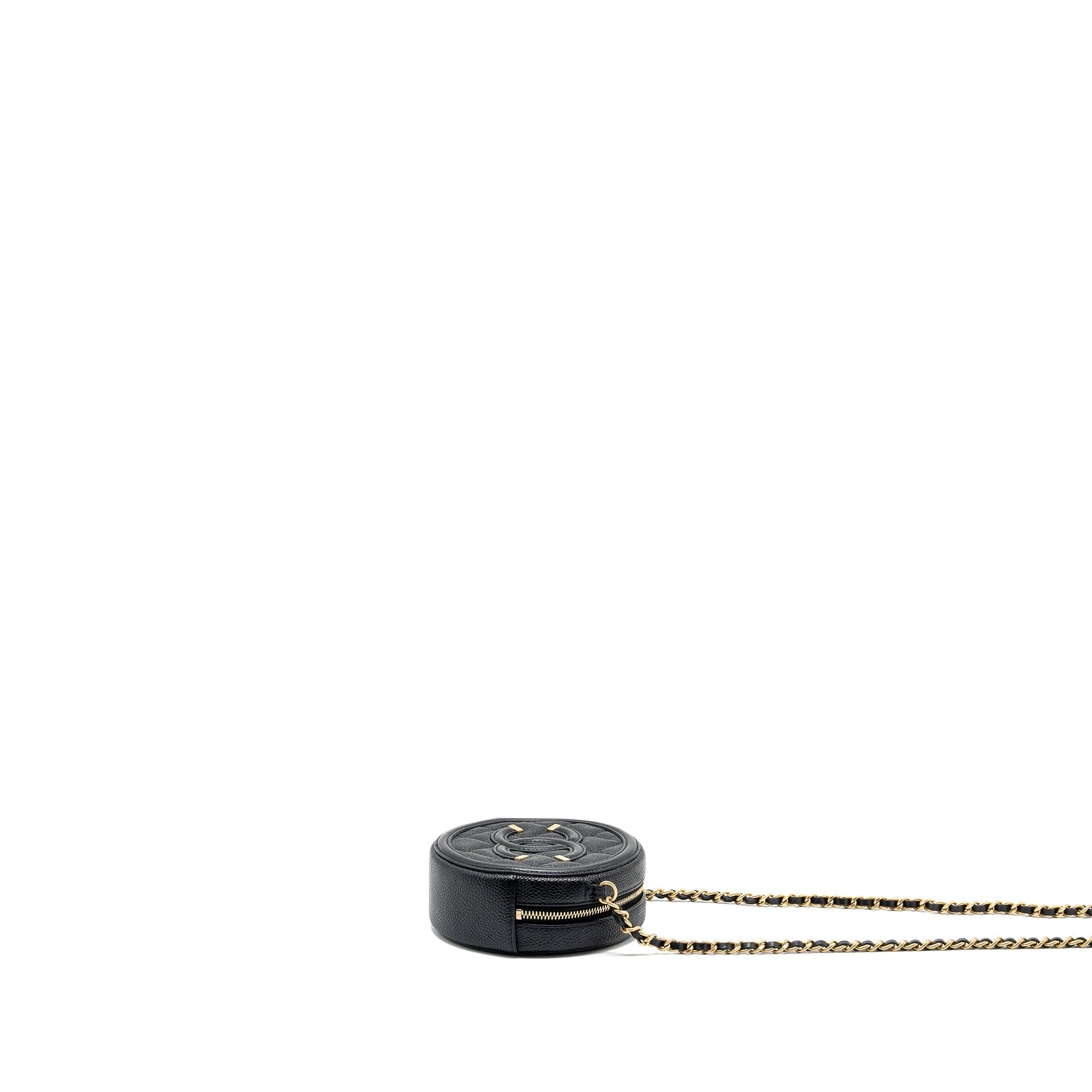 Chanel CC Filigree Quilted Round Crossbody Bag Caviar Black