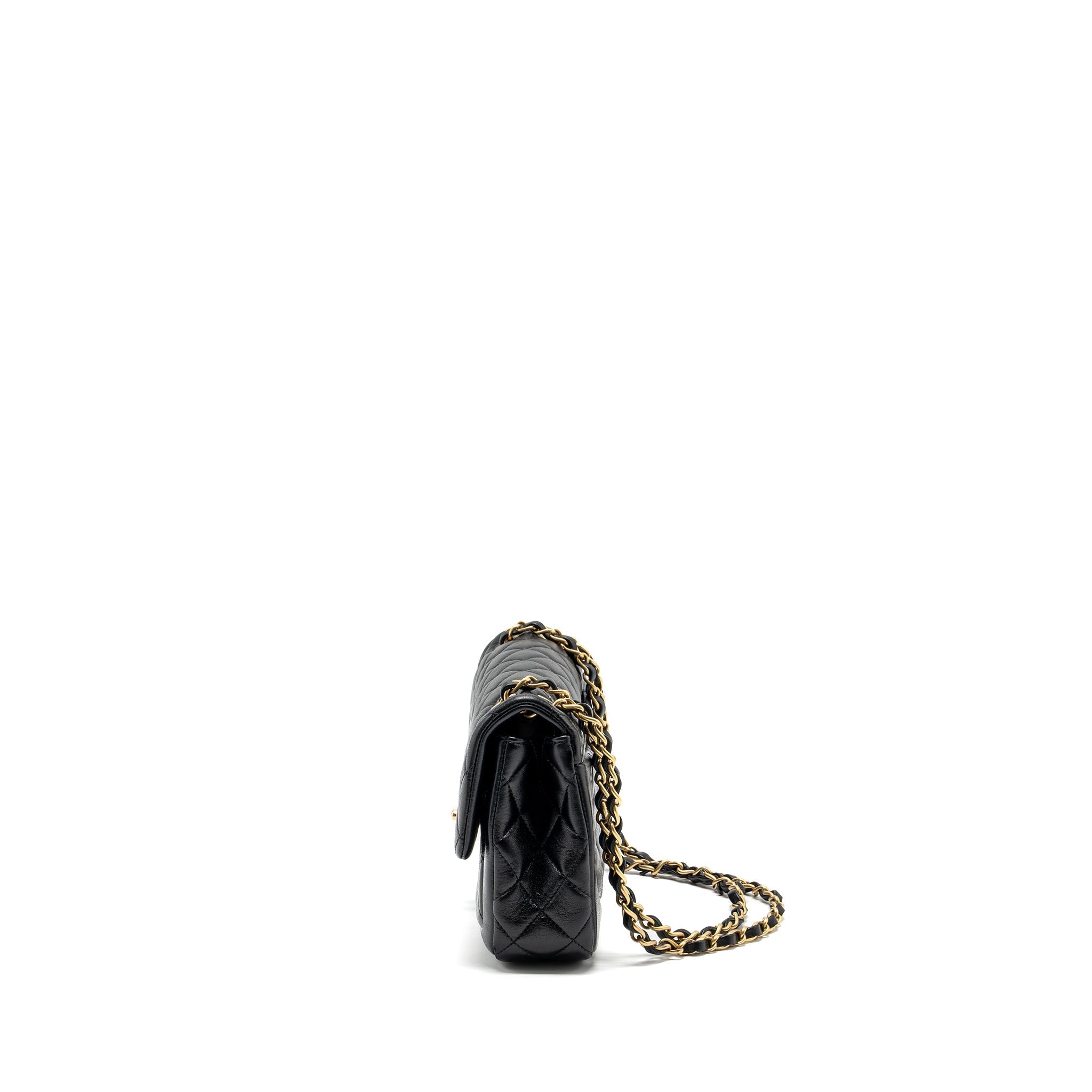 Chanel Quilted Flap Bag Lambskin Black  (Microchip)