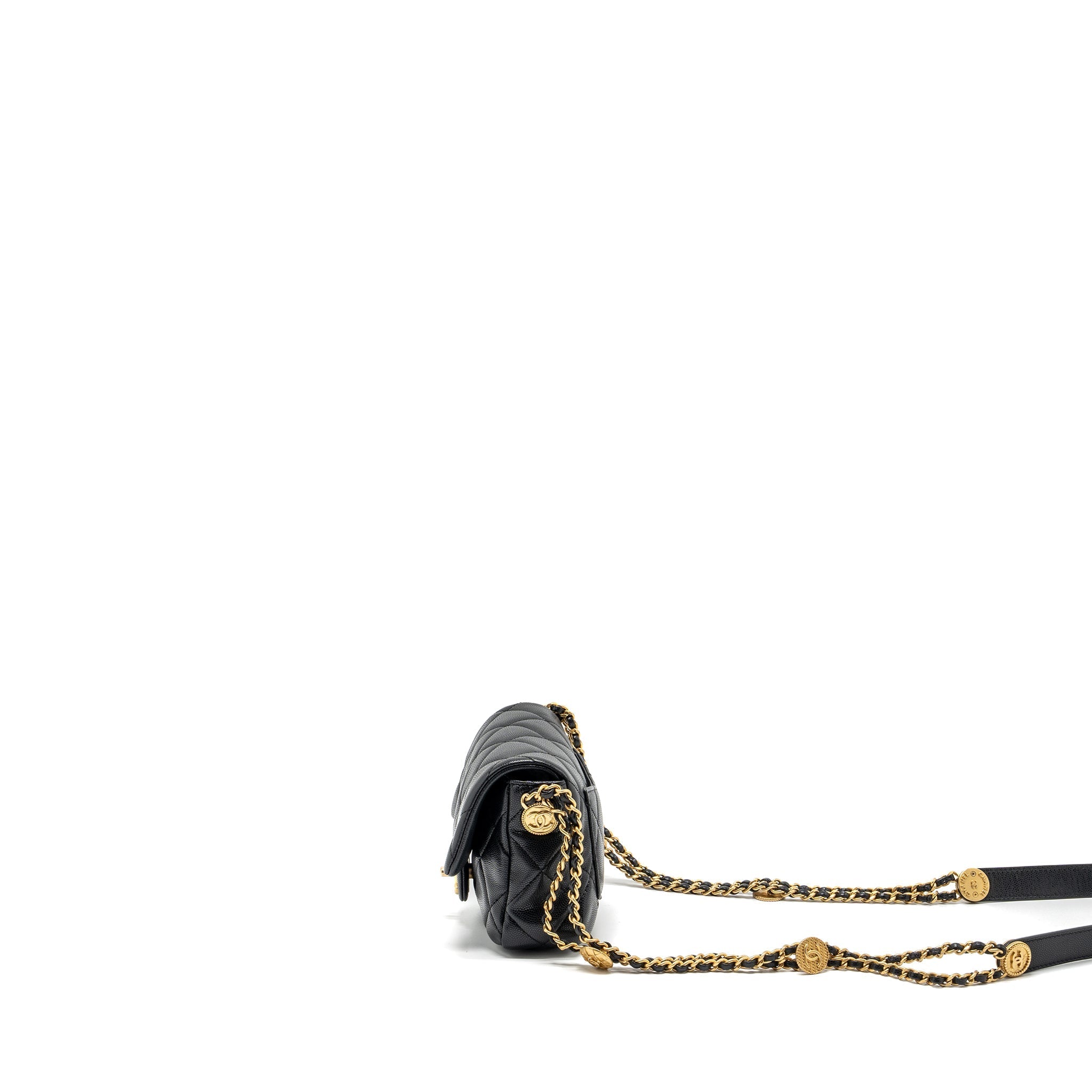 Chanel Mini Twist Your Button Flap Bag Caviar Black  (Microchip)