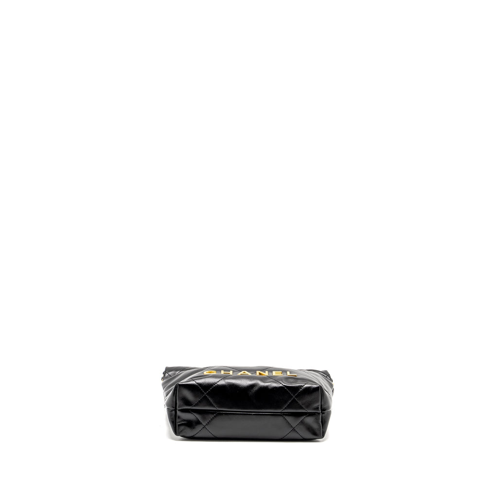 Chanel Mini 22 Bag Shiny Calfskin Black  (microchip)