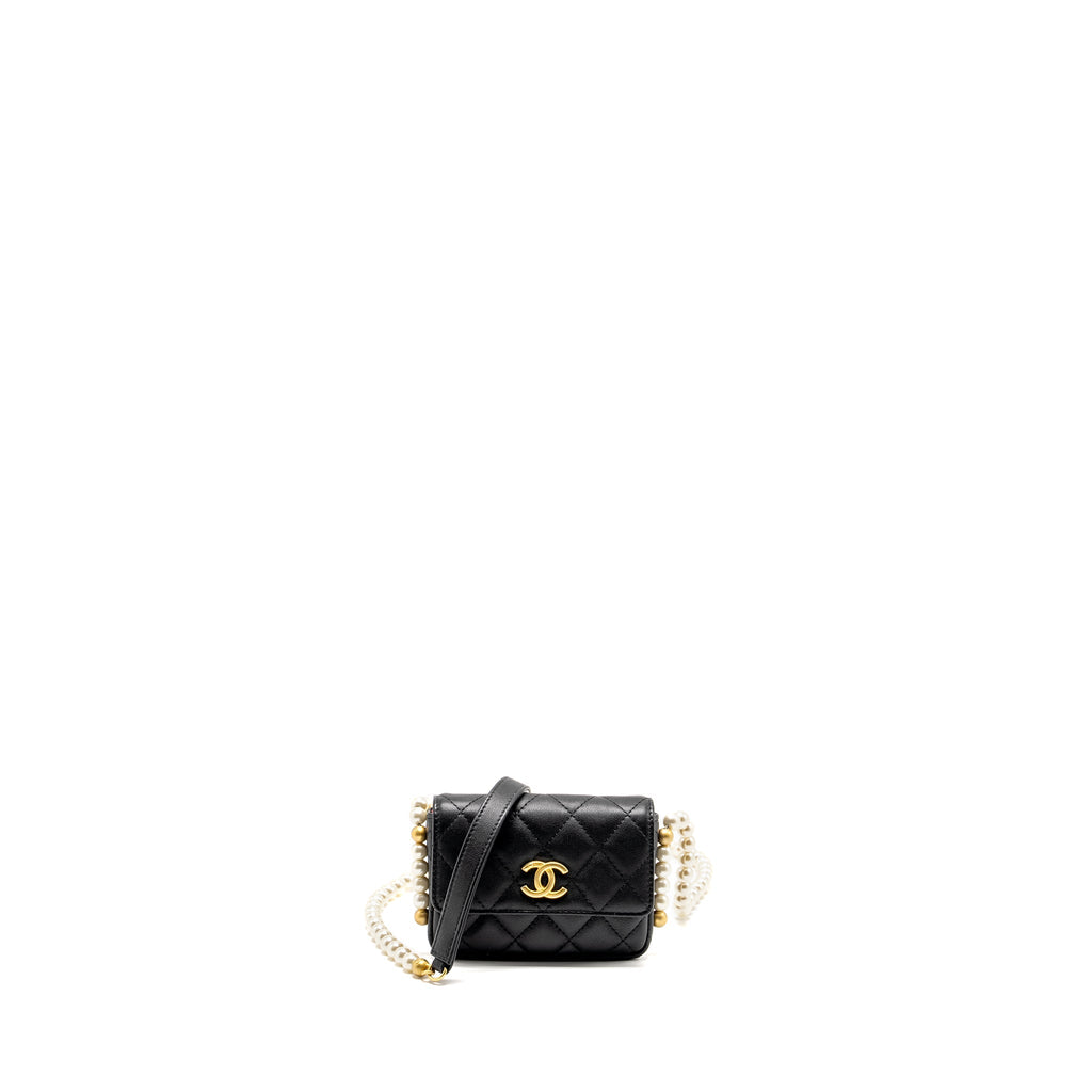 Chanel Mini Flap Purse with Pearl Chain Calfskin