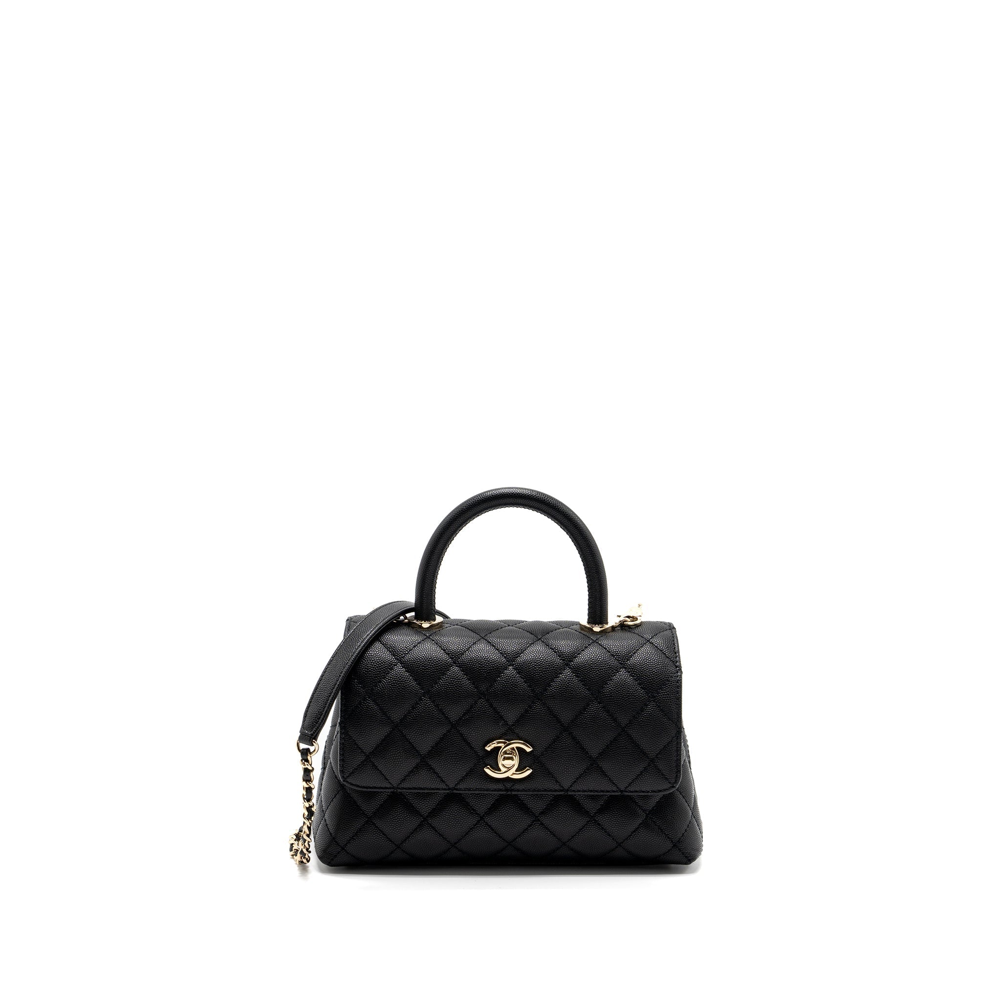 Chanel small coco handle caviar black L  (Microchip)