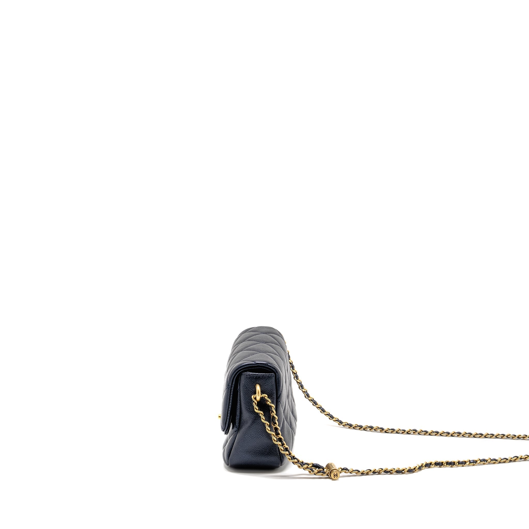 Chanel 21K My Perfect Mini Flap Bag Caviar Iridescent Black  (Microchip)