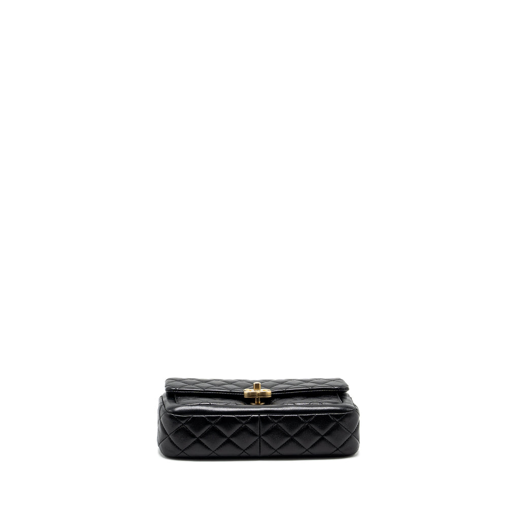 Chanel Quilted Flap Bag Lambskin Black  (Microchip)
