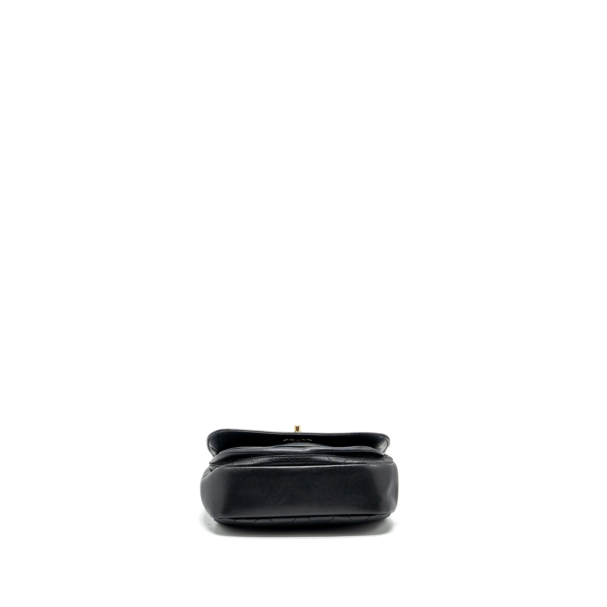 Chanel half moon quilted flap bag Grained Calfskin black