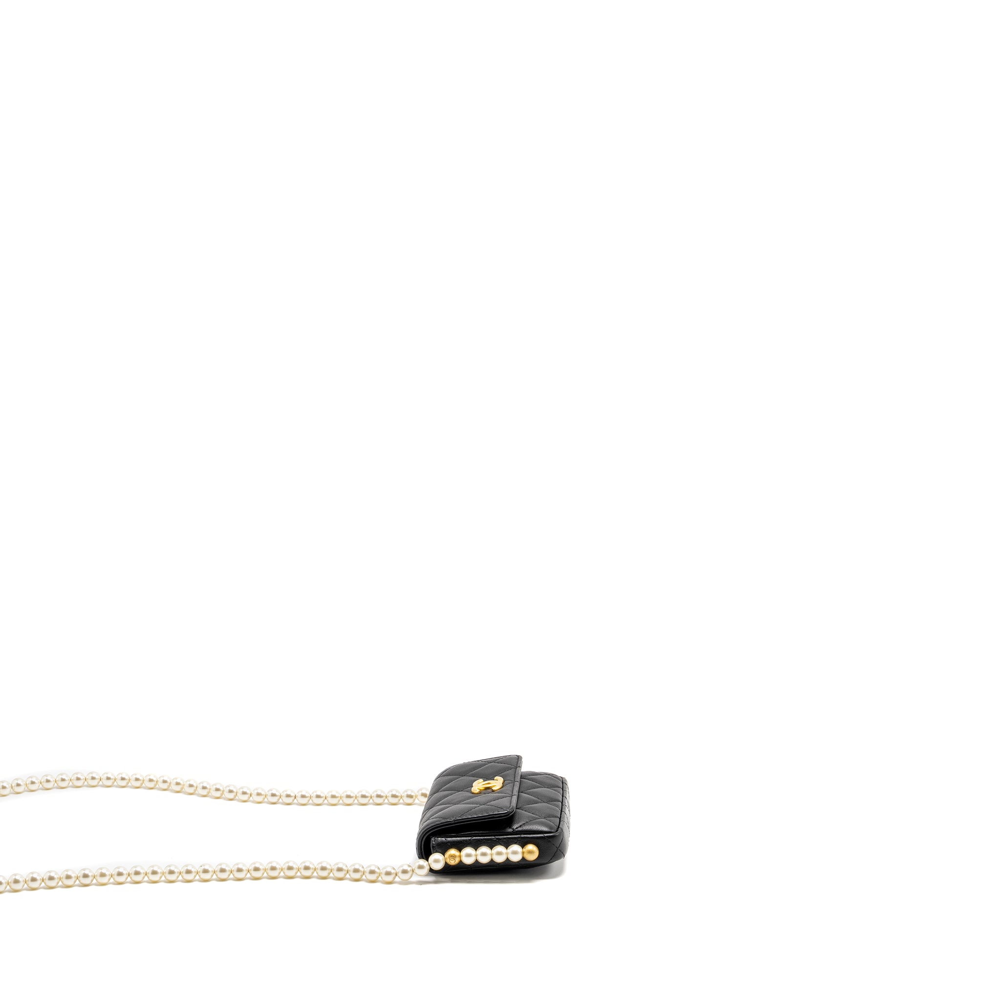 Chanel Mini Flap Purse with Pearl Chain Calfskin