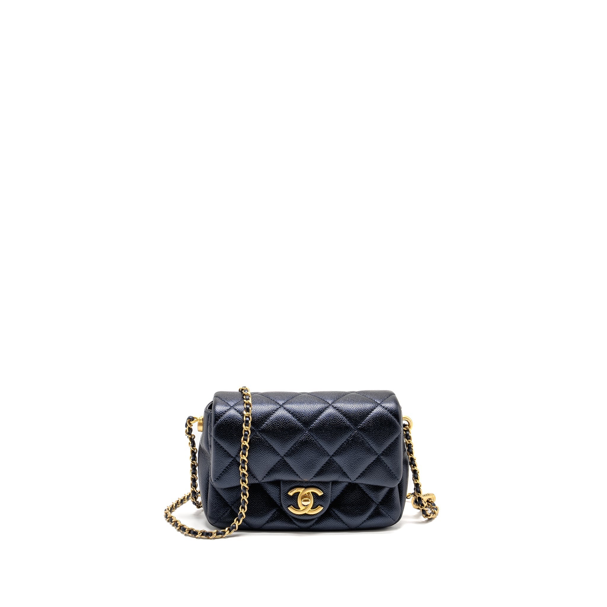Chanel 21K My Perfect Mini Flap Bag Caviar Iridescent Black  (Microchip)