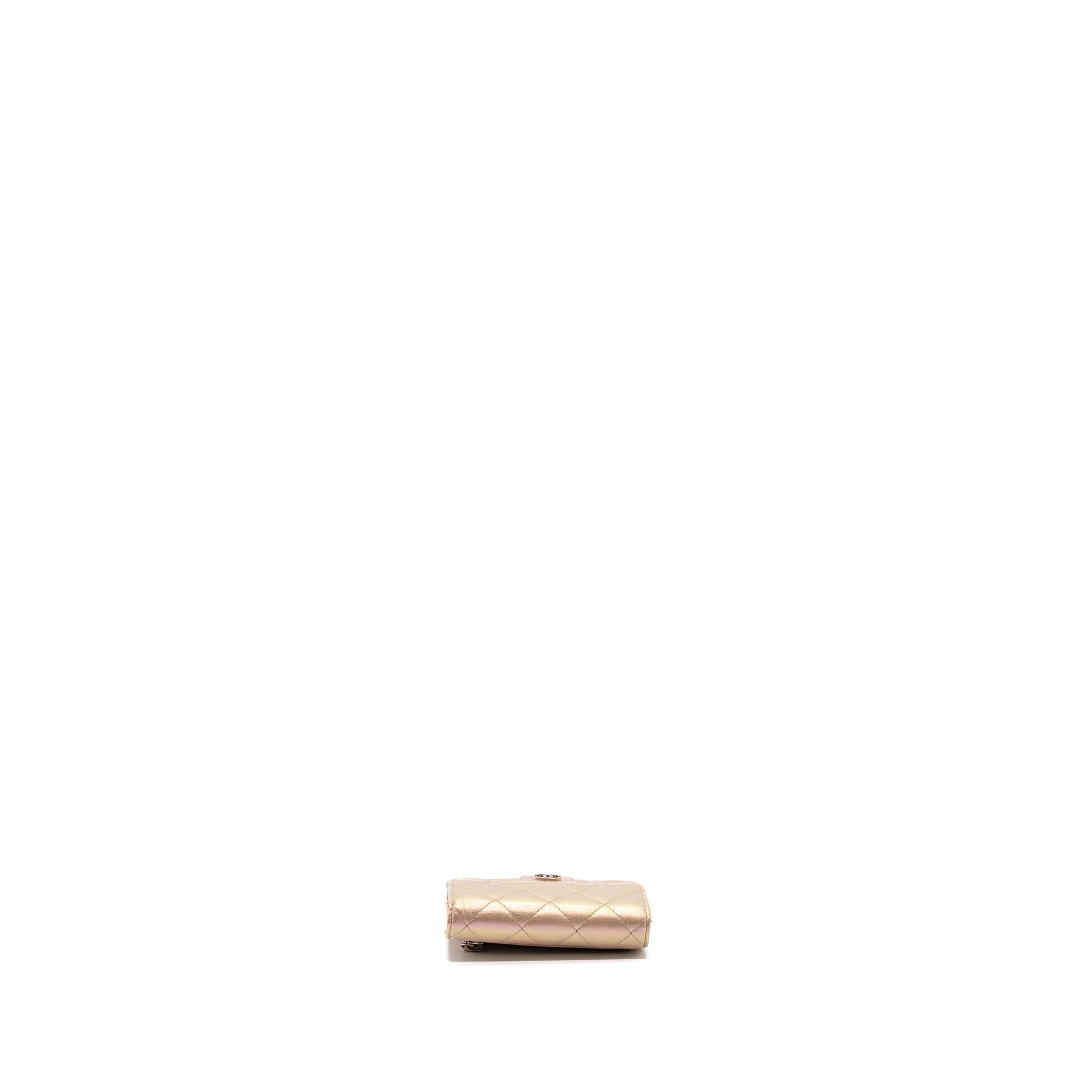 Chanel Classic Small Compact Wallet Calfskin Iridescent Pink