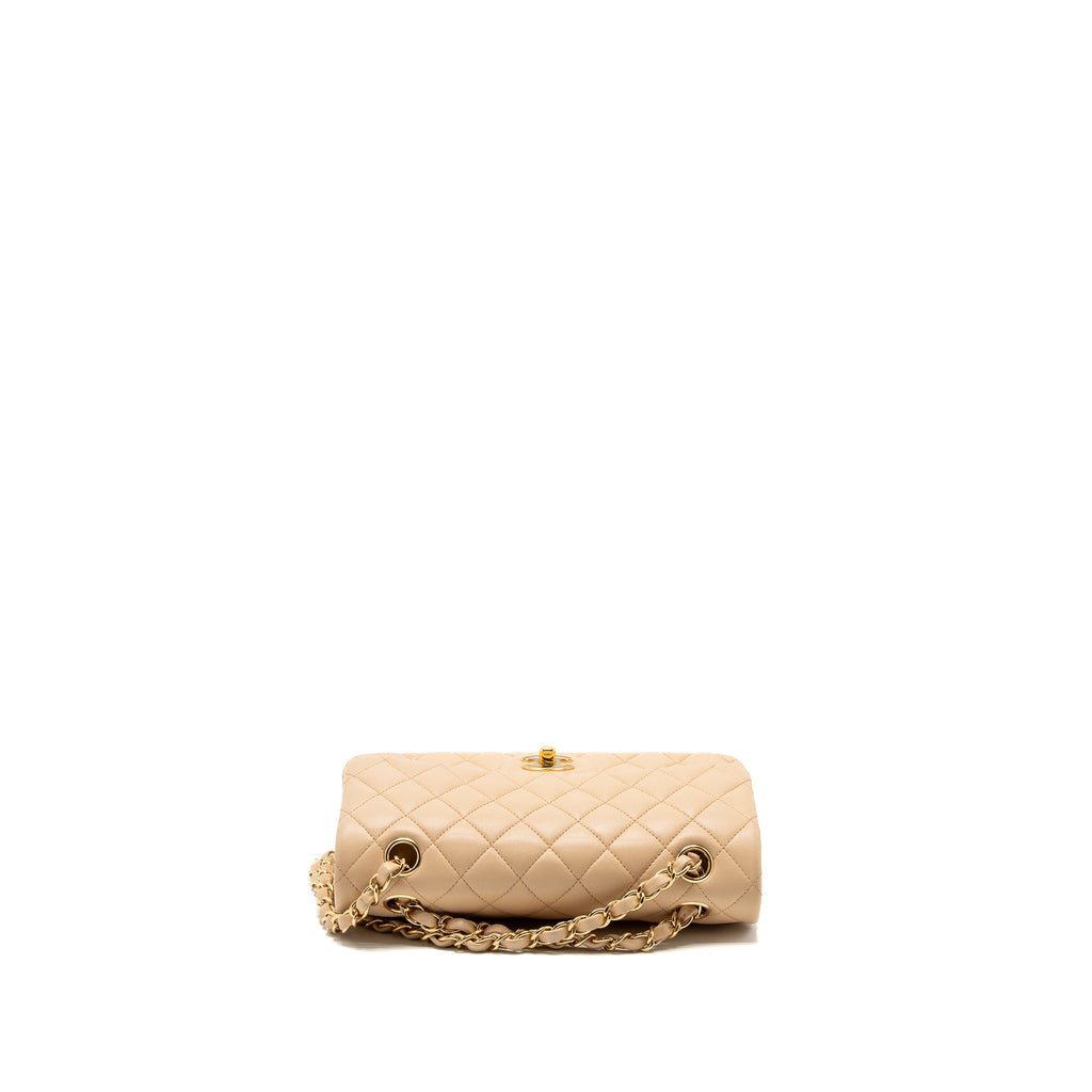 Chanel Small Classic Flap Bag Lambskin Beige