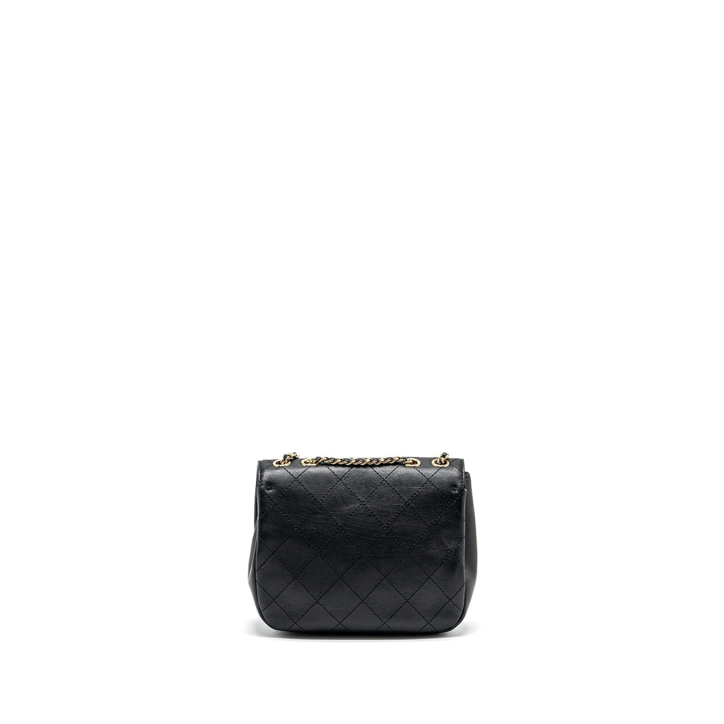 Chanel half moon quilted flap bag Grained Calfskin black