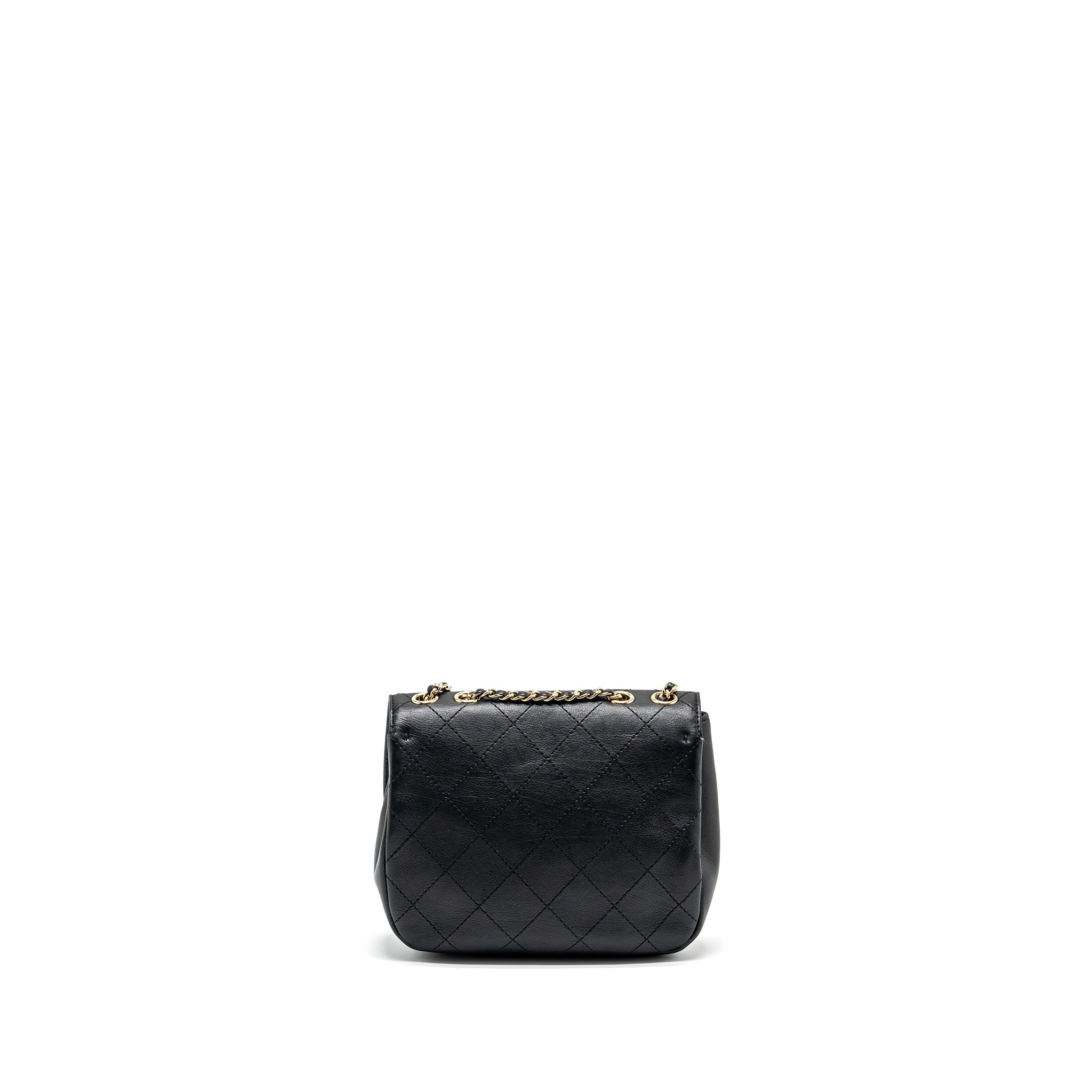Chanel half moon quilted flap bag Grained Calfskin black