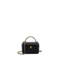 Chanel Detail Top Handle Long Vanity With Chains Lambskin Black (Microchip)