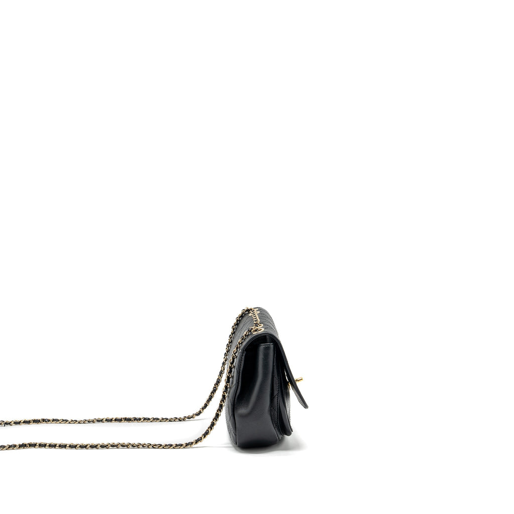 Chanel half moon quilted flap bag Grained Calfskin black