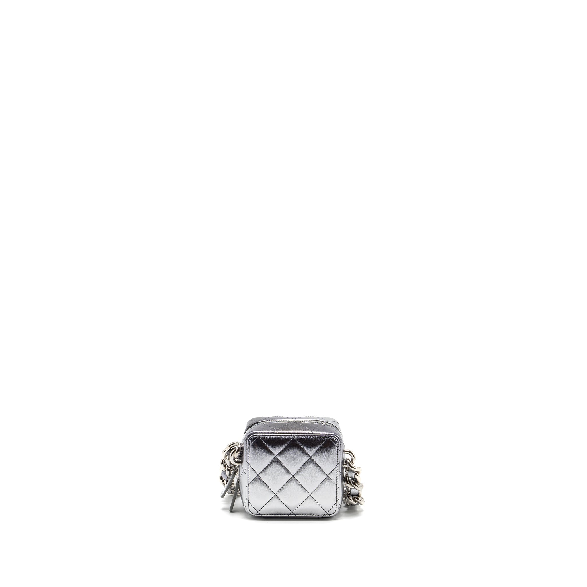 Chanel 22c coco punk purse with giant chain lambskin metallic silver/black