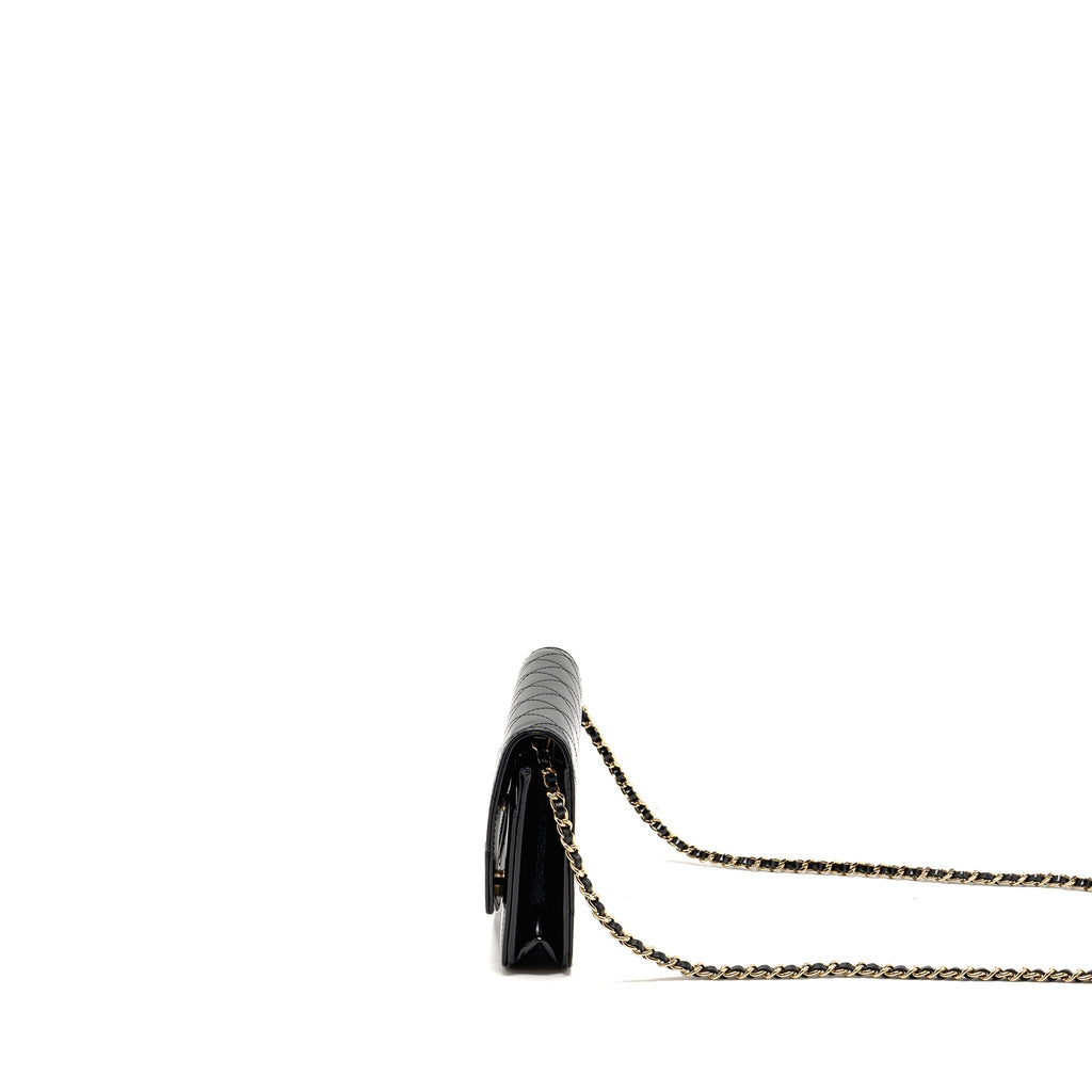Chanel 24c 31 Wallet On Chain Shiny Calfskin Black L (Microchip)