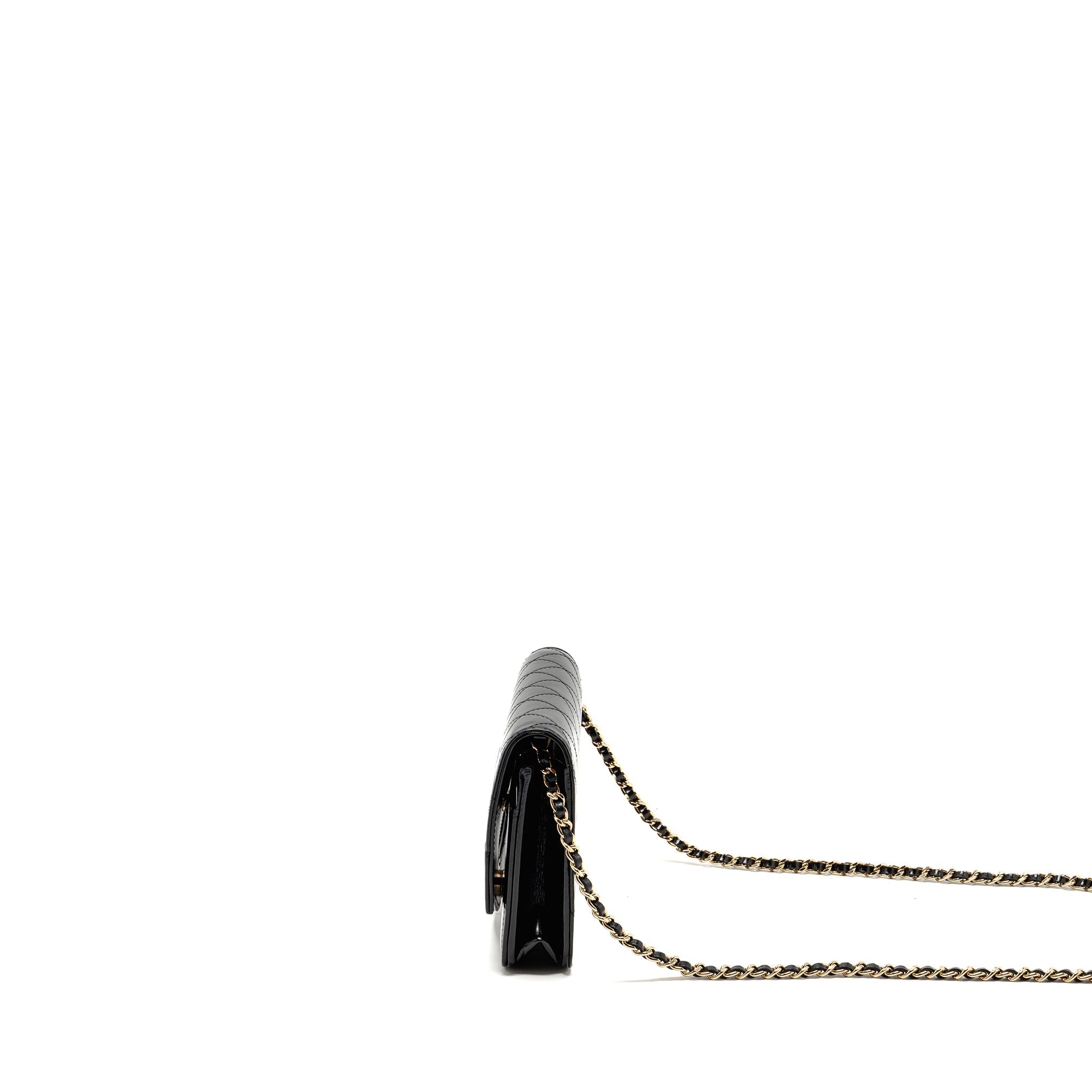 Chanel 24c 31 Wallet On Chain Shiny Calfskin Black L (Microchip)