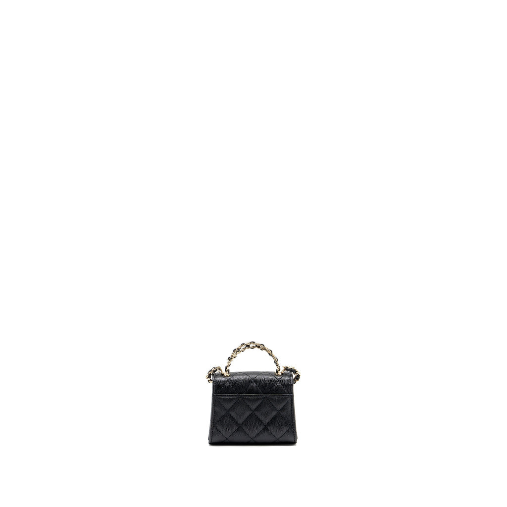 Chanel Top Handle Mini Flap Bag Caviar Black L (Microchip)