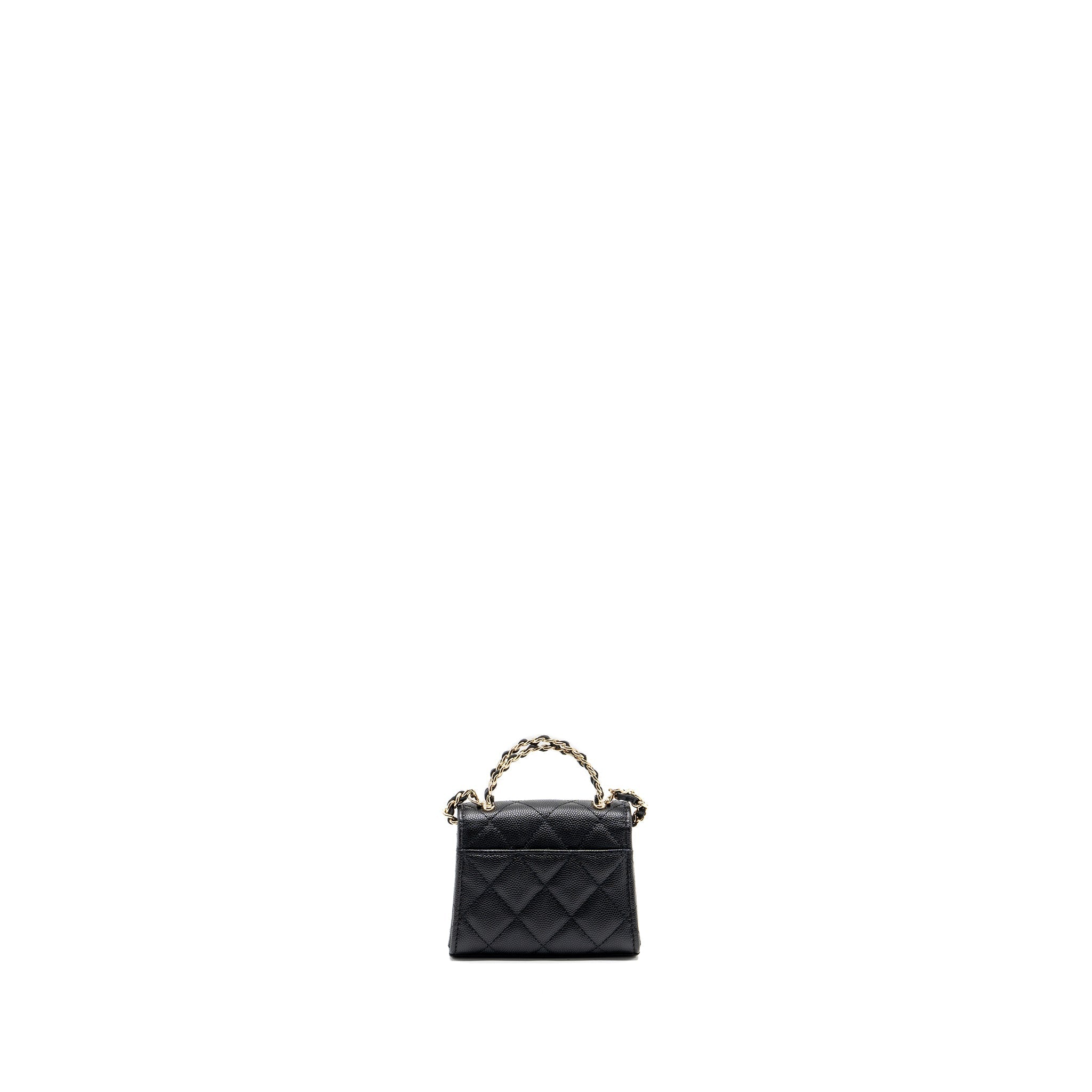 Chanel Top Handle Mini Flap Bag Caviar Black L (Microchip)