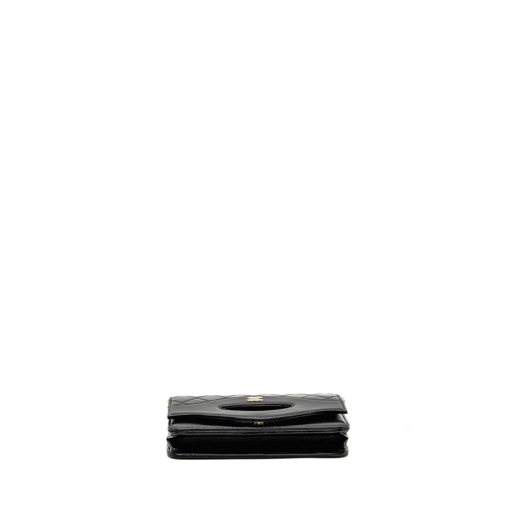 Chanel 24c 31 Wallet On Chain Shiny Calfskin Black L (Microchip)