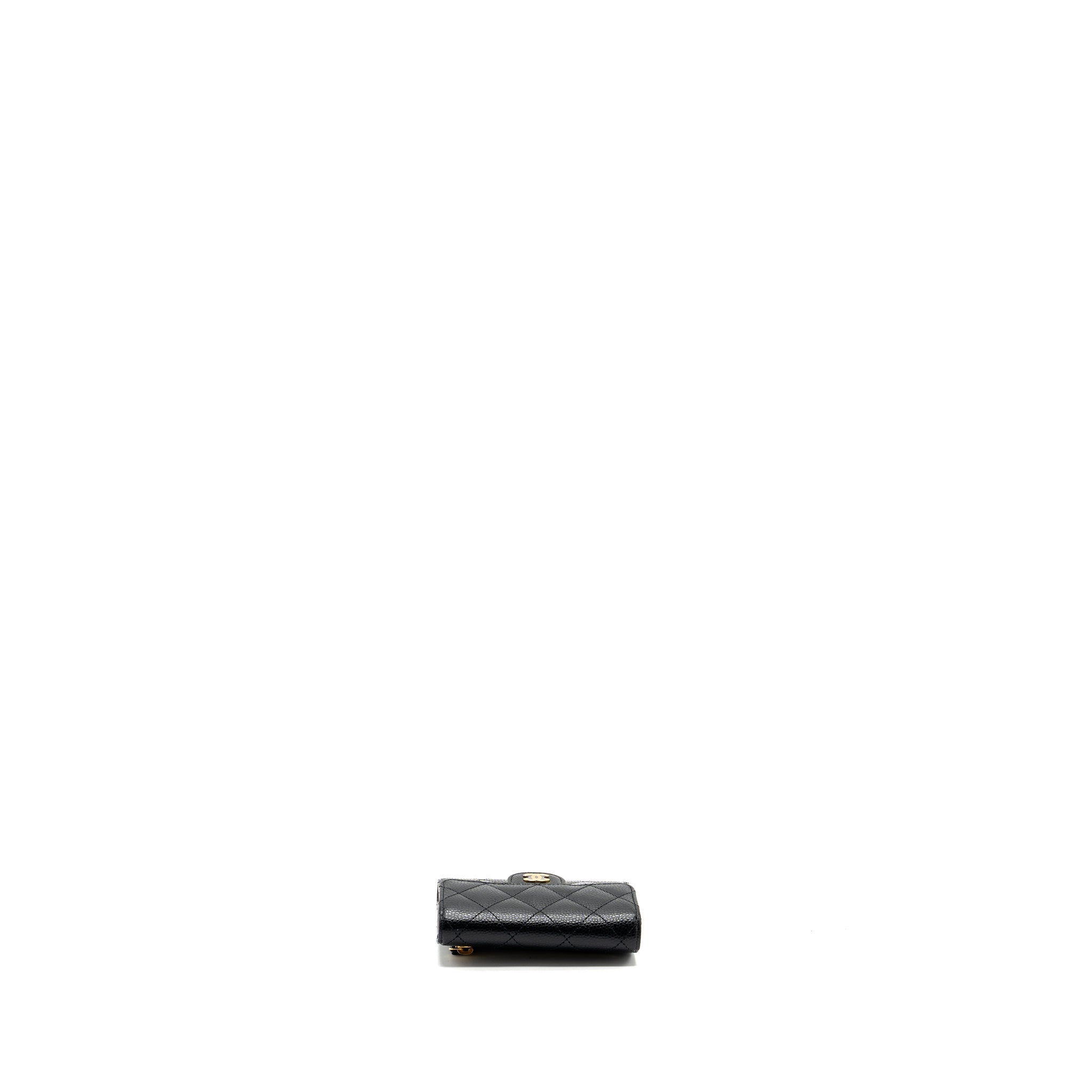 Chanel classic compact wallet caviar black  (Microchip)