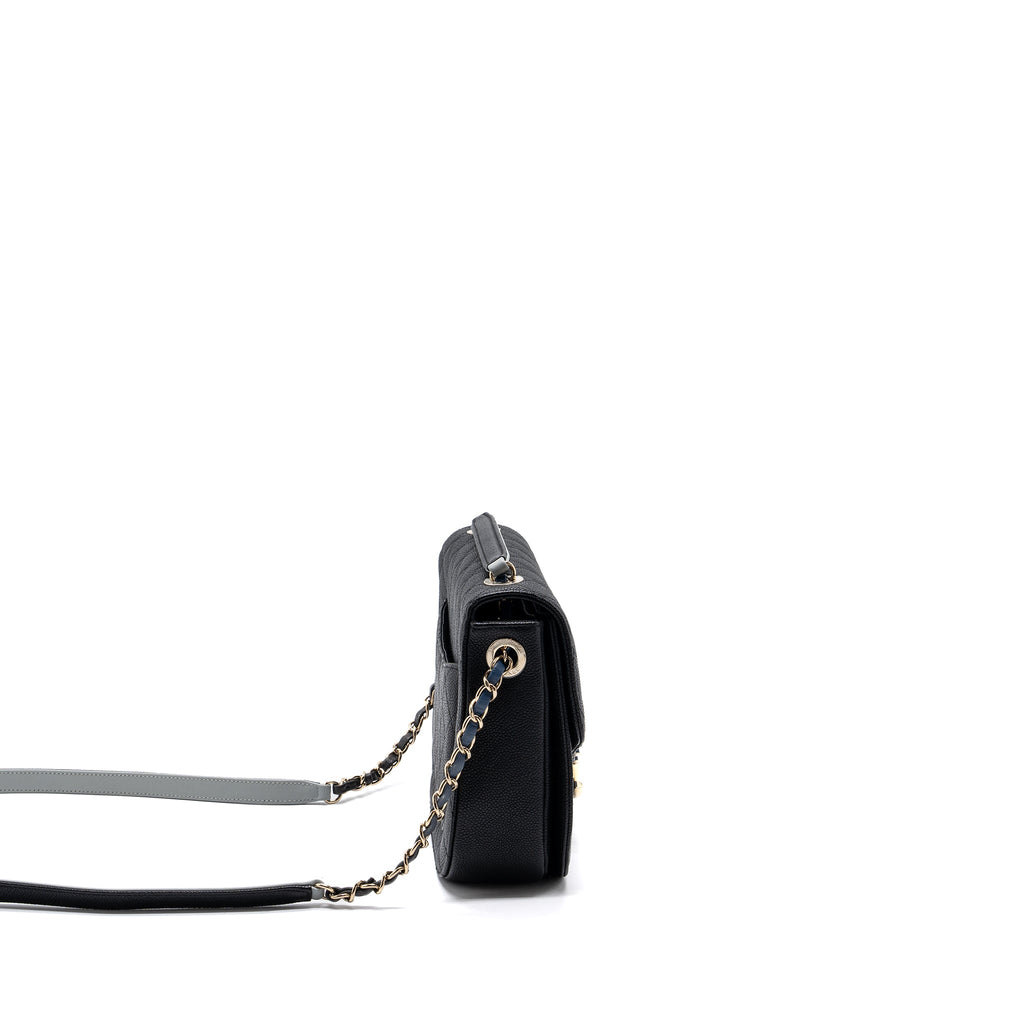 Chanel Flap Bag with handle Caviar Black/Multicolour L