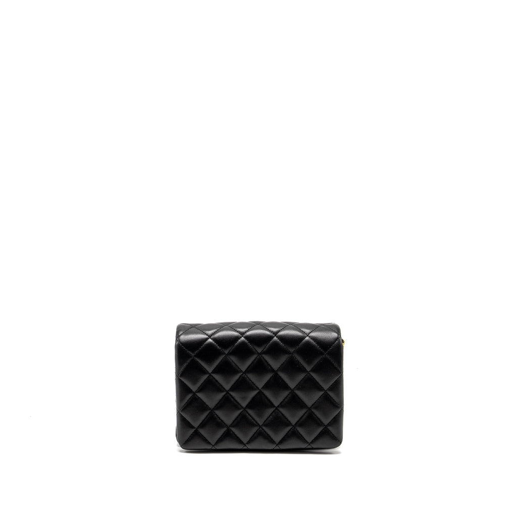 Chanel 22A Button on chain Flap Bag Lambskin Black  (Microchip)