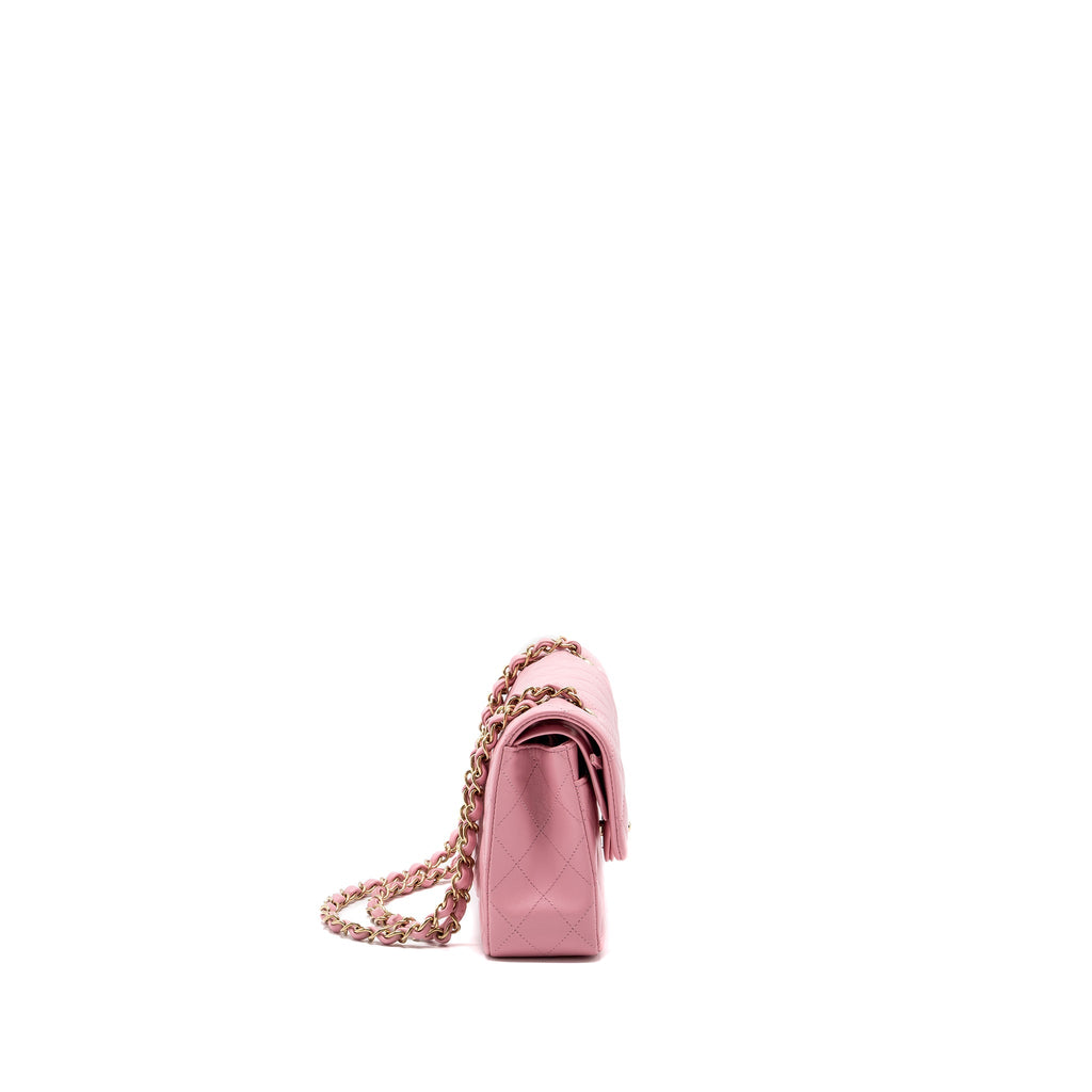 Chanel Small Classic Double Flap Bag Lambskin Pink L(Microchip)