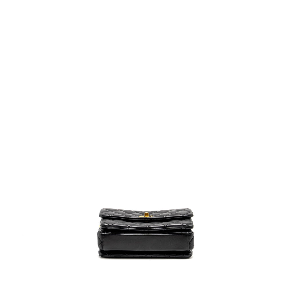 Chanel 22A Button on chain Flap Bag Lambskin Black  (Microchip)