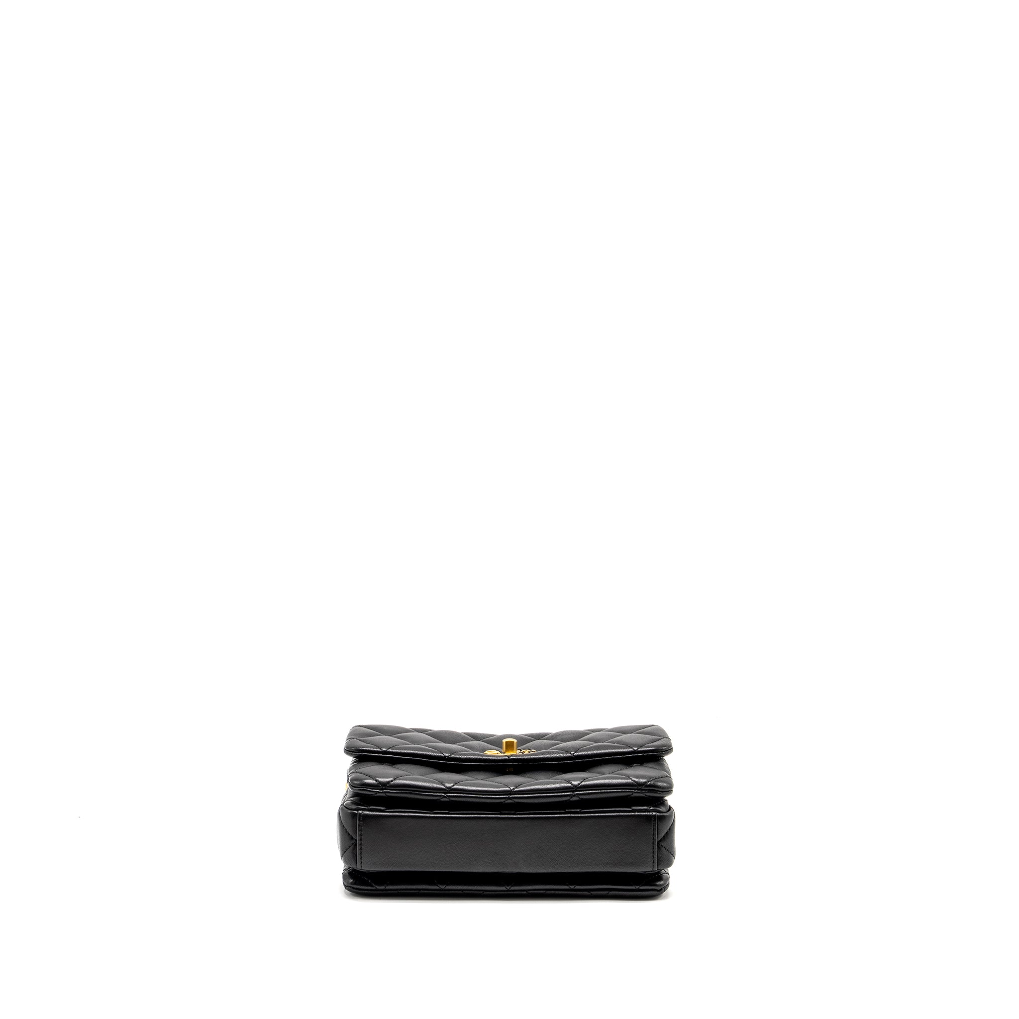 Chanel 22A Button on chain Flap Bag Lambskin Black  (Microchip)