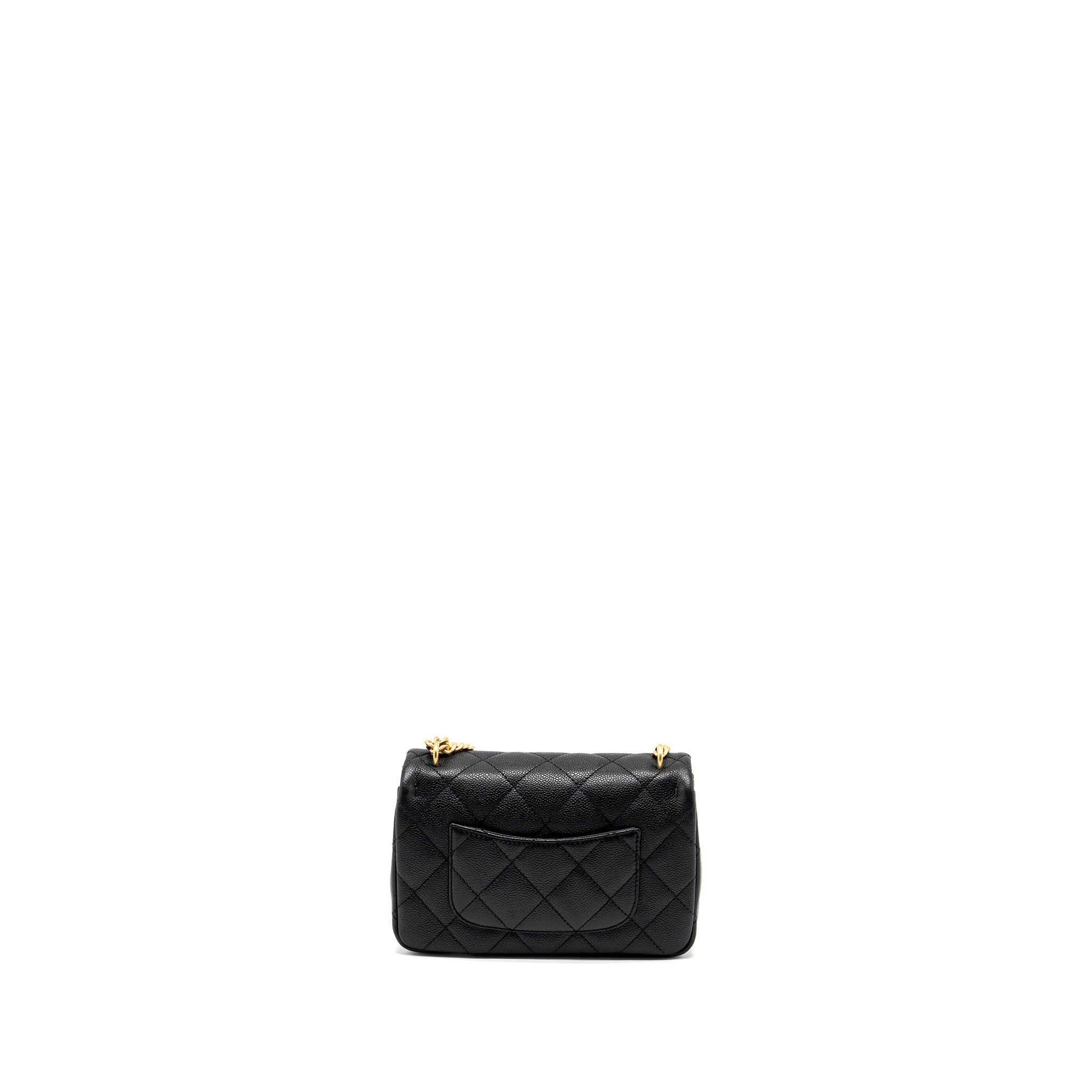 Chanel 24p Coco Love Mini Flap Bag Adjustable Chain Caviar Black Brush  (Microchip)