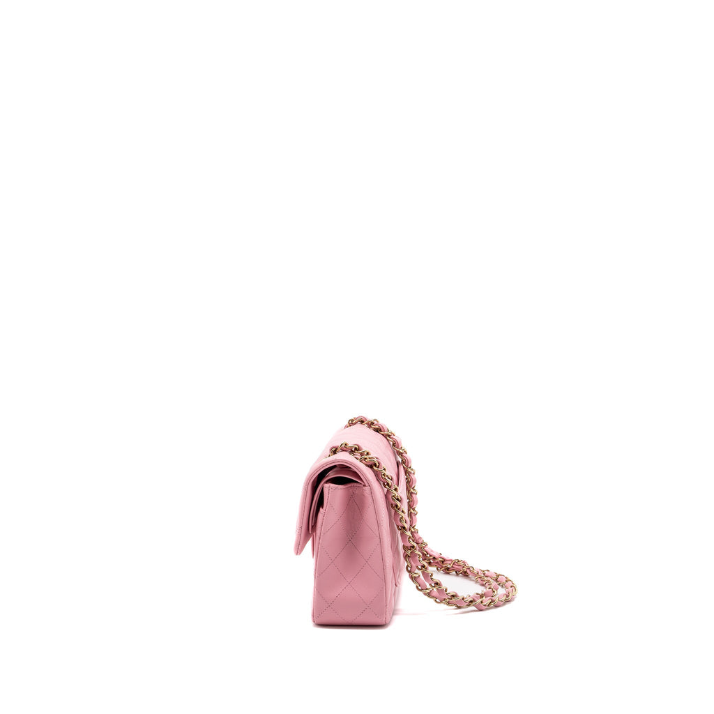 Chanel Small Classic Double Flap Bag Lambskin Pink L(Microchip)