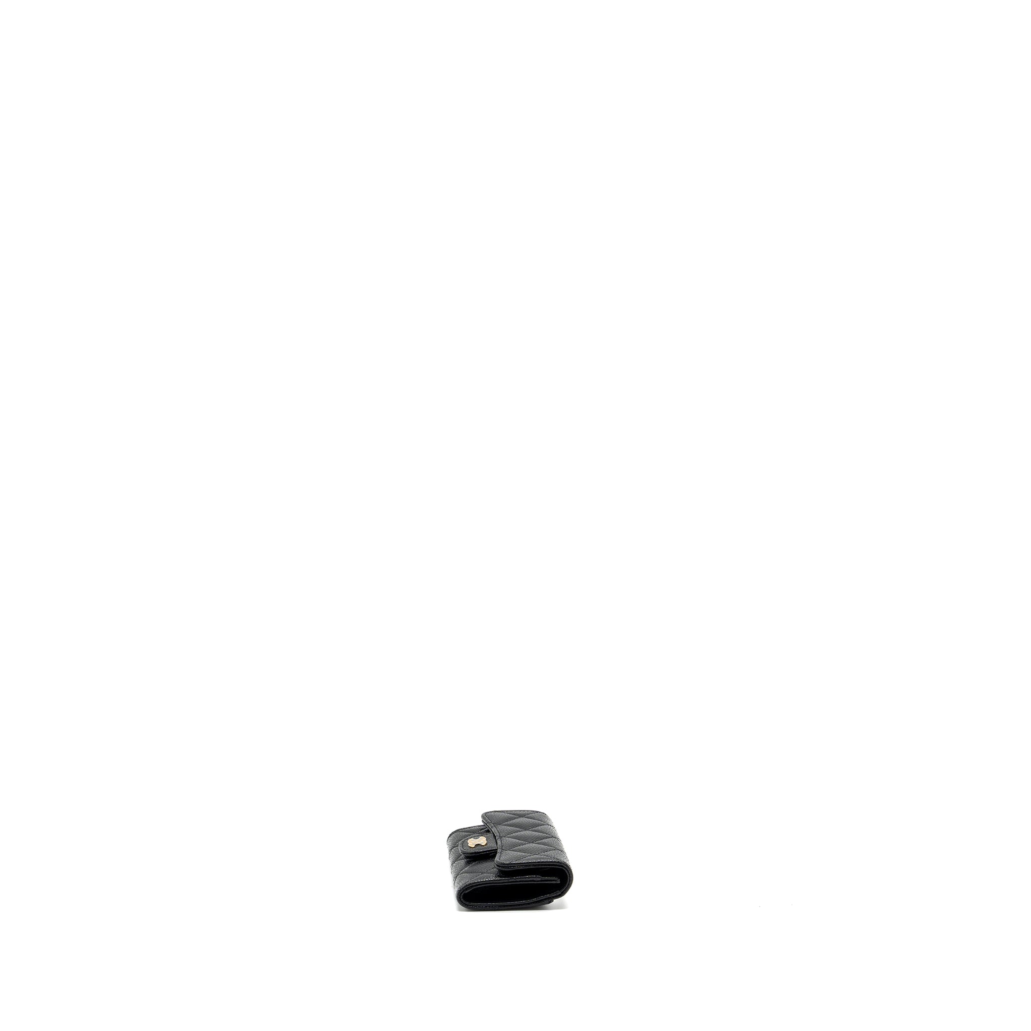 Chanel classic flap card holder caviar black  (microchip)