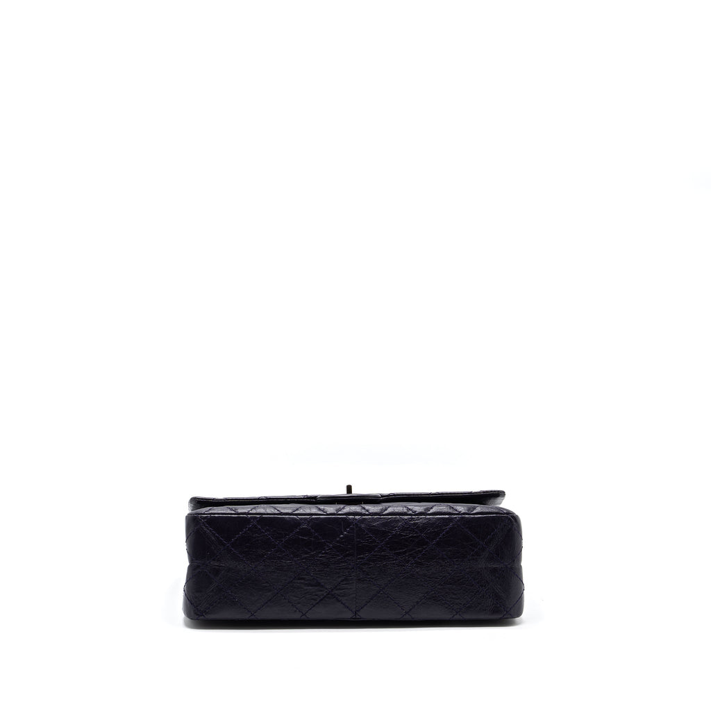 CHANEL Large 2.55  REISSUE FLAP BAG AGED CALFSKIN DARK PURPLE RUTHENIUM HARDWARE