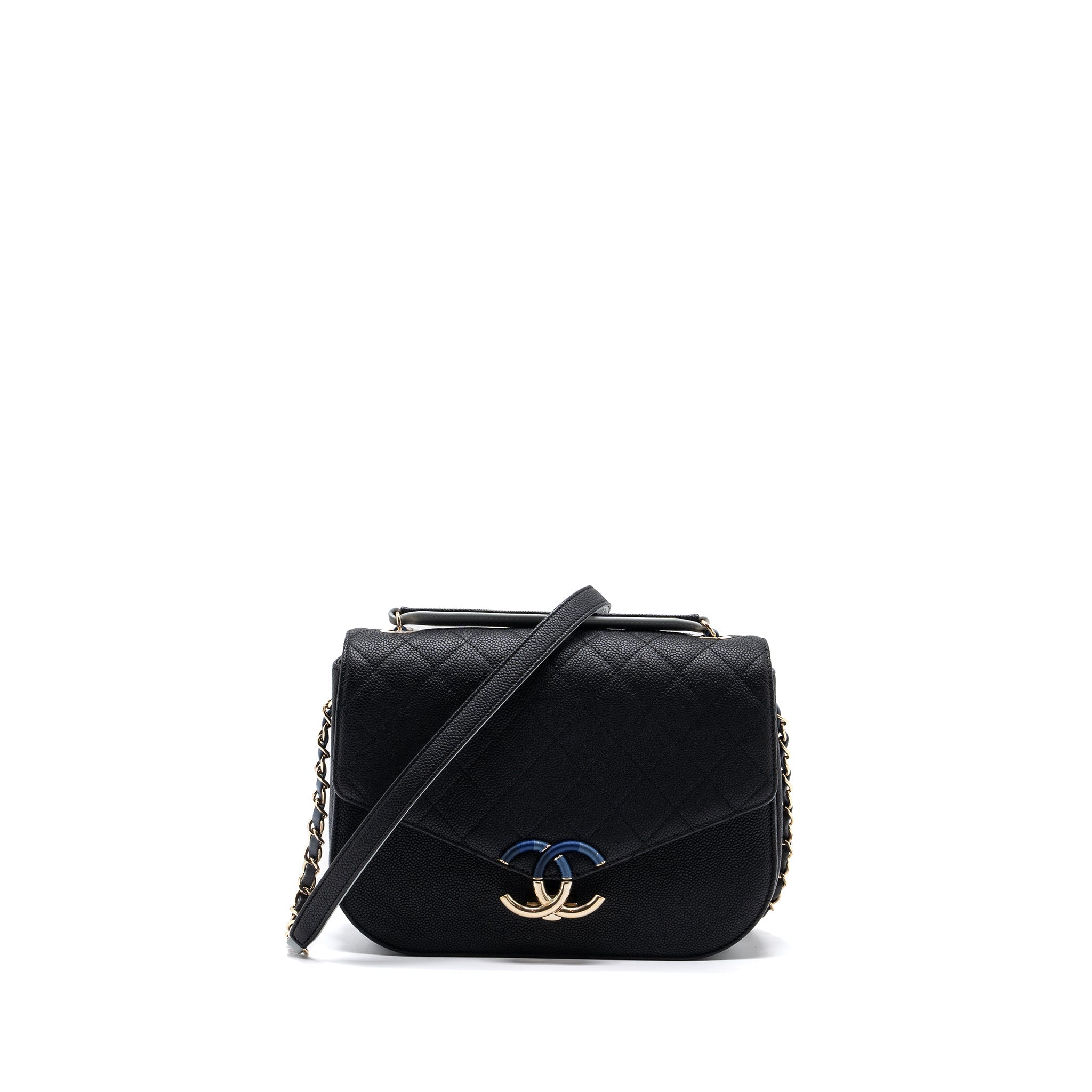 Chanel Flap Bag with handle Caviar Black/Multicolour L
