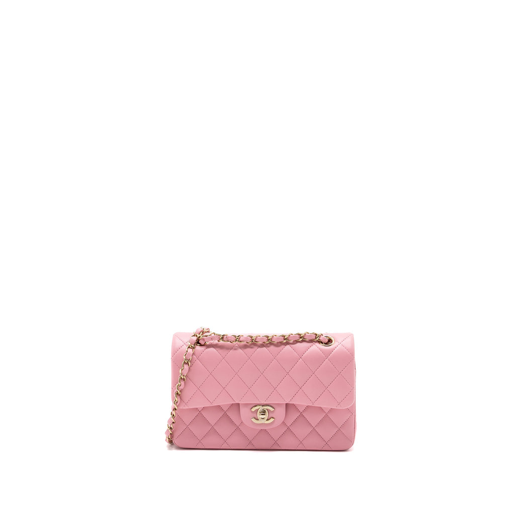 Chanel Small Classic Double Flap Bag Lambskin Pink L(Microchip)